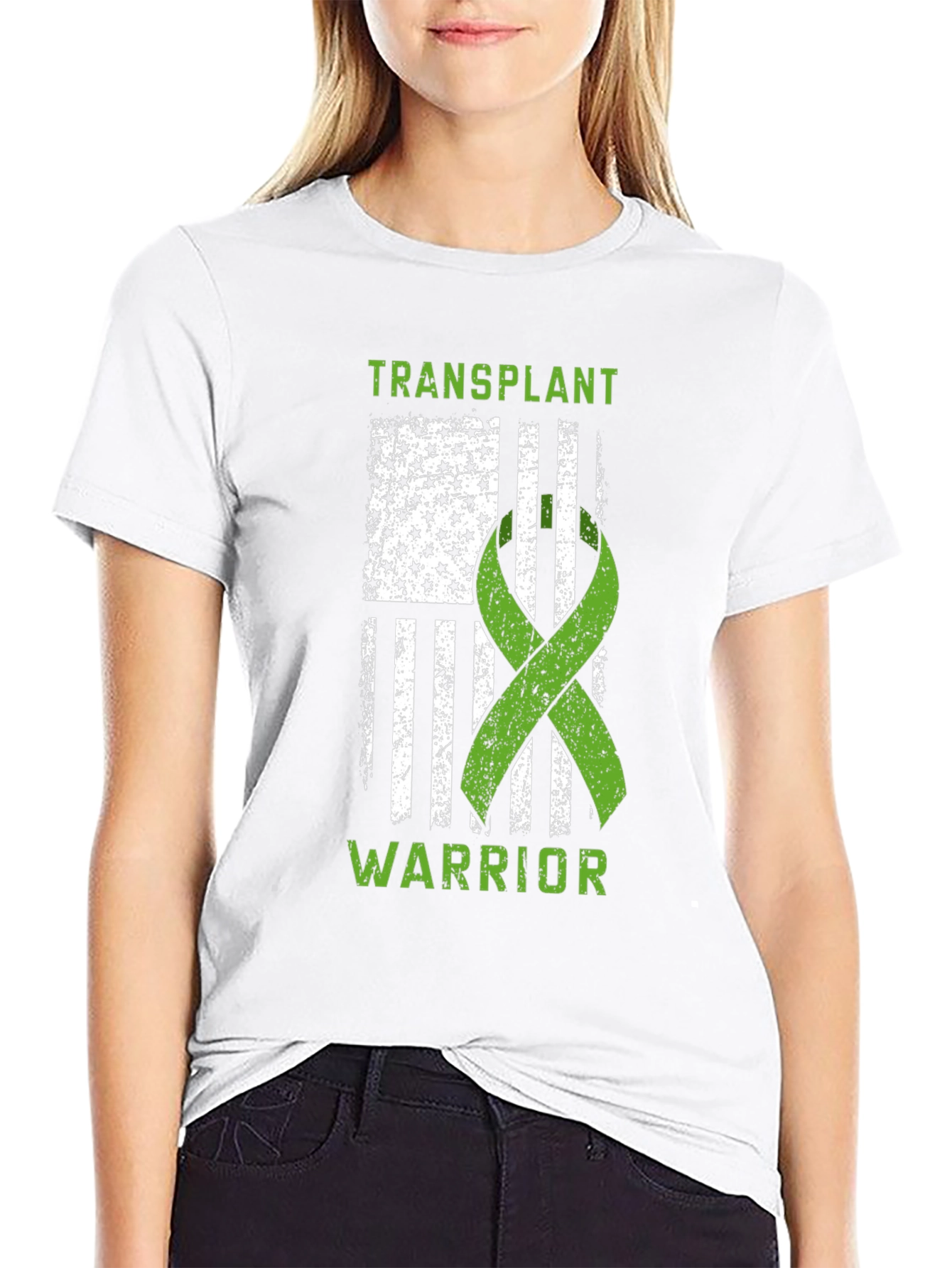 Transplant Warrior USA Flag Ribbon T-Shirt