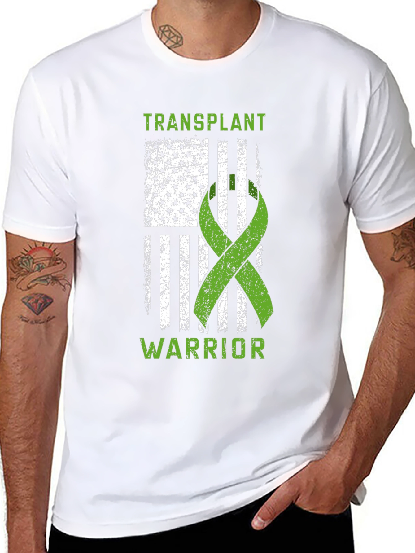 Transplant Warrior USA Flag Ribbon T-Shirt