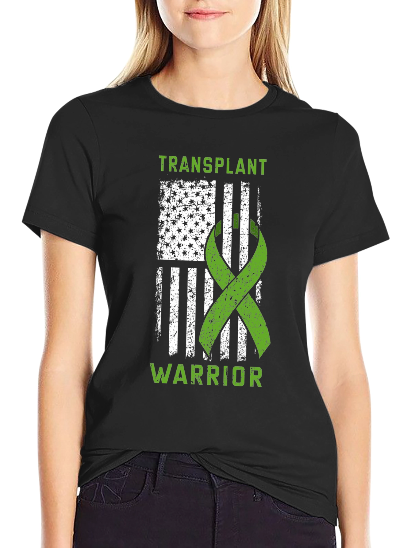 Transplant Warrior USA Flag Ribbon T-Shirt