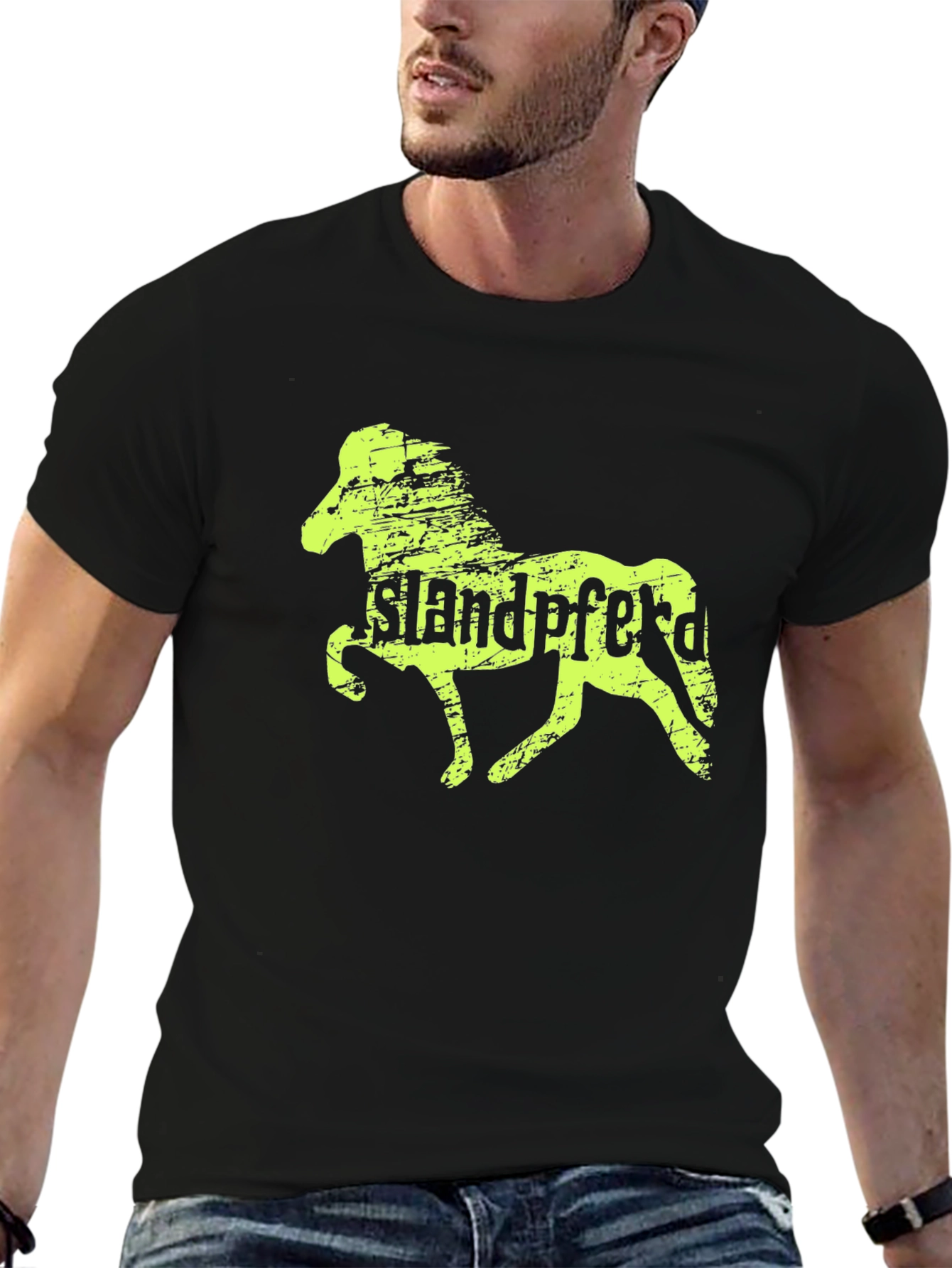 Icelandic Horse Graphic Tee - Mens Black T-Shirt