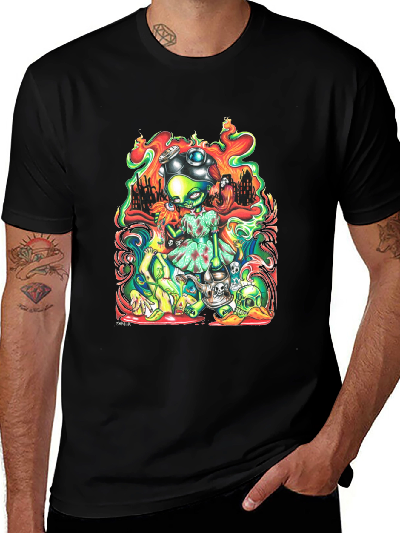 Zombie Girl T-Shirt - Mens Black Graphic Tee