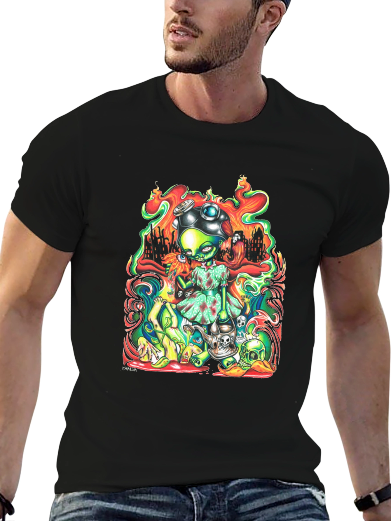 Zombie Girl T-Shirt - Mens Black Graphic Tee