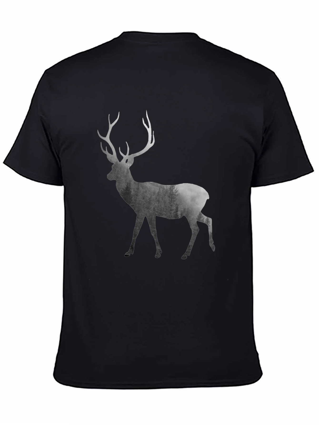 Mens Black Deer Graphic T-Shirt
