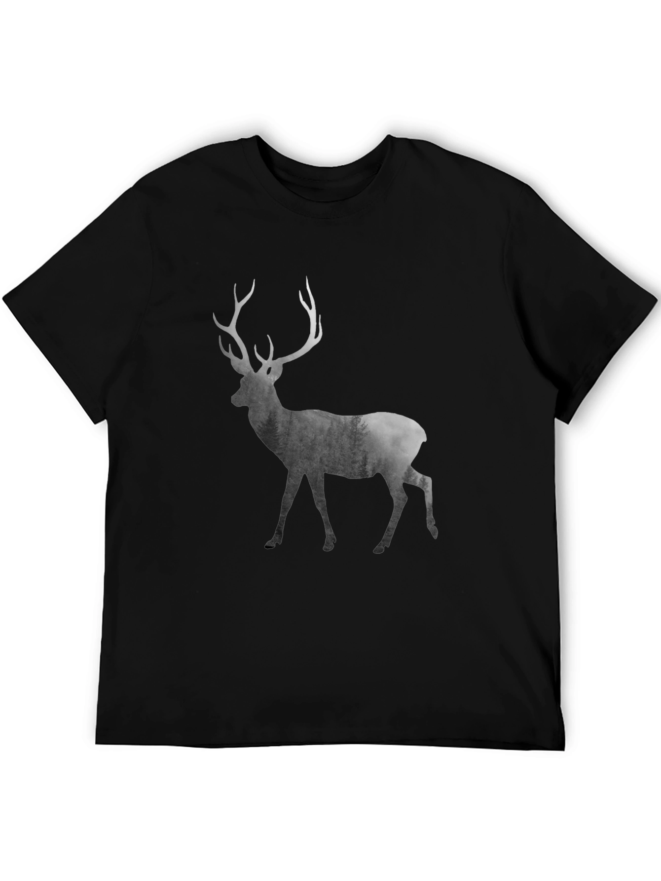 Mens Black Deer Graphic T-Shirt