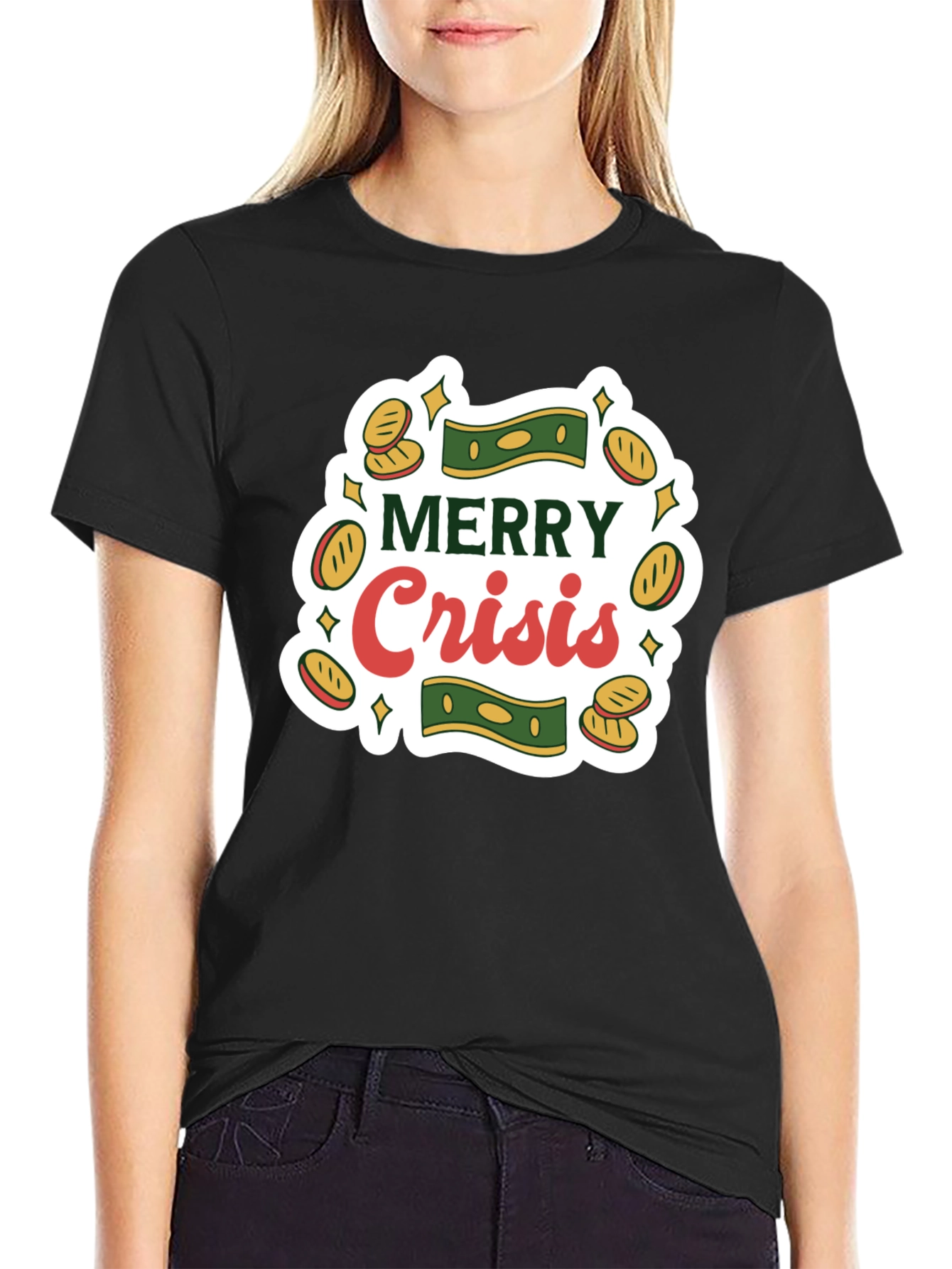 Merry Crisis Graphic Tee - Black