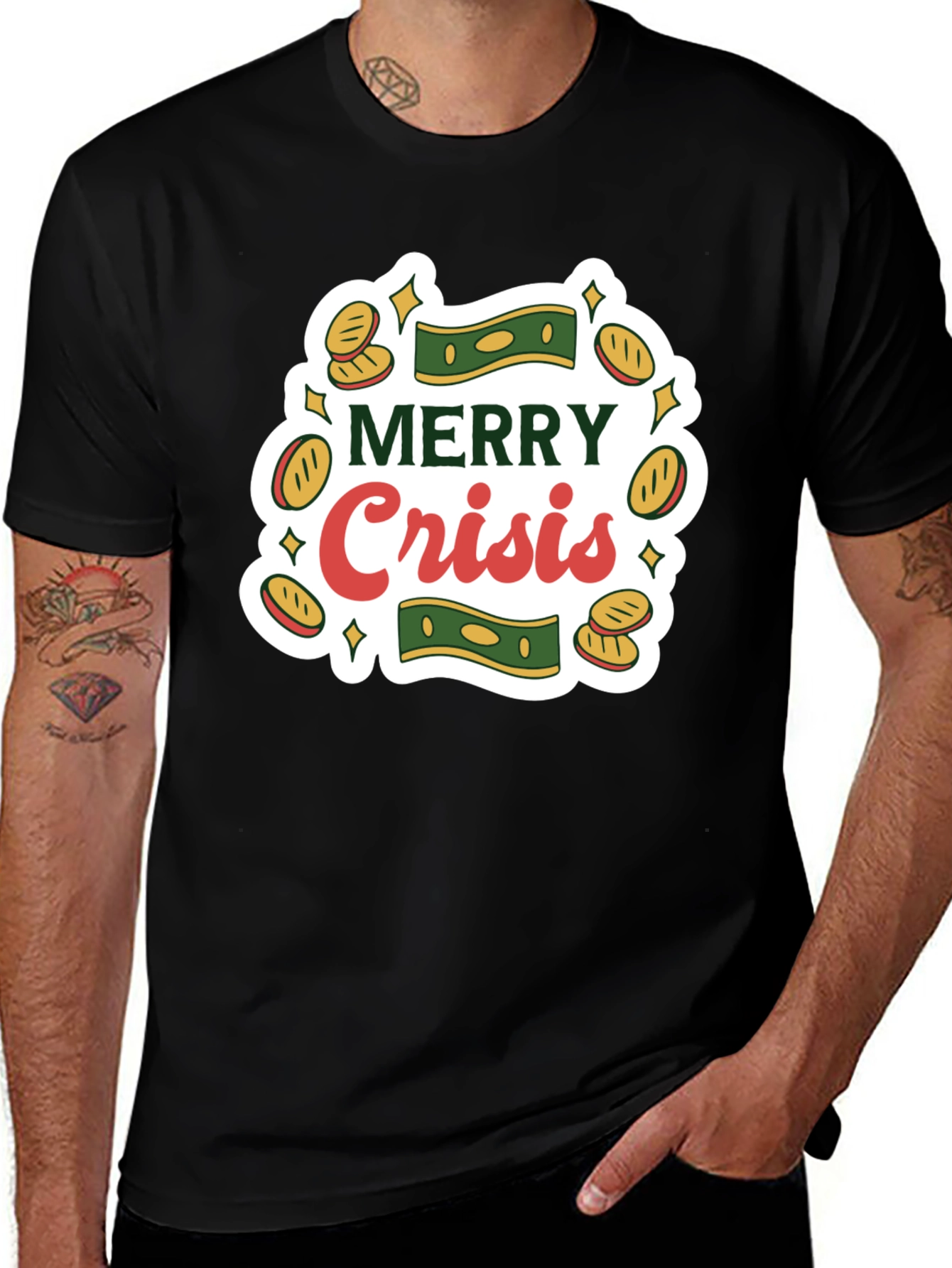 Merry Crisis Graphic Tee - Black