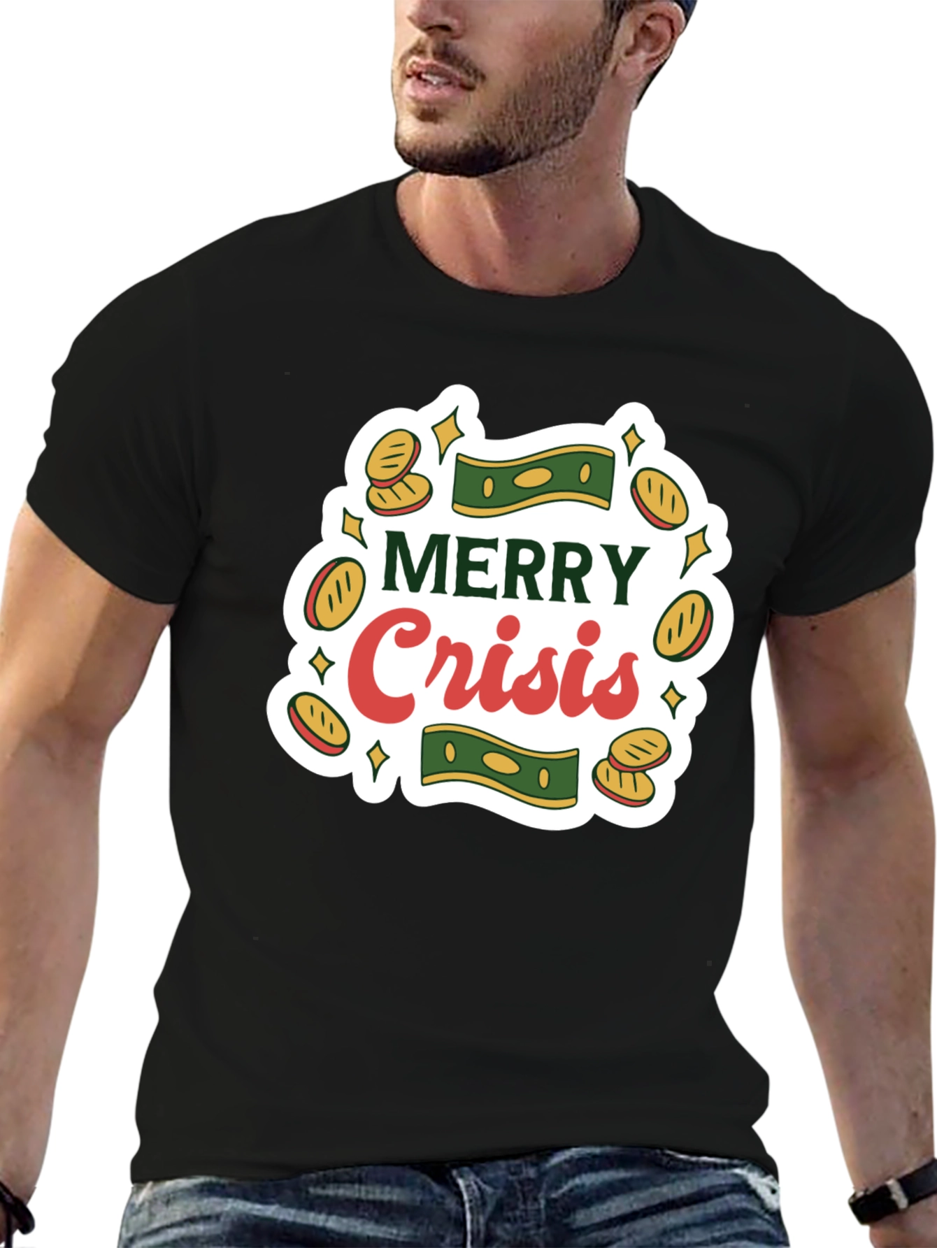 Merry Crisis Graphic Tee - Black