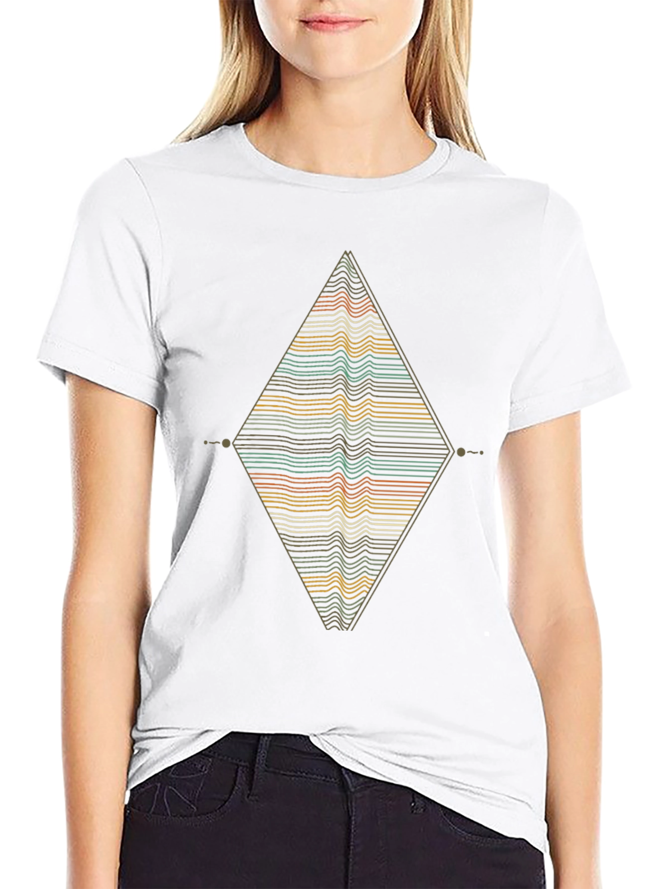 Geometric Diamond Tee - Retro Wave Design