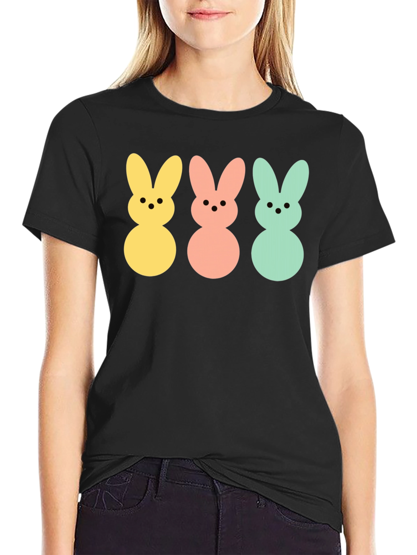 Easter Bunny Peeps Graphic Tee - Black