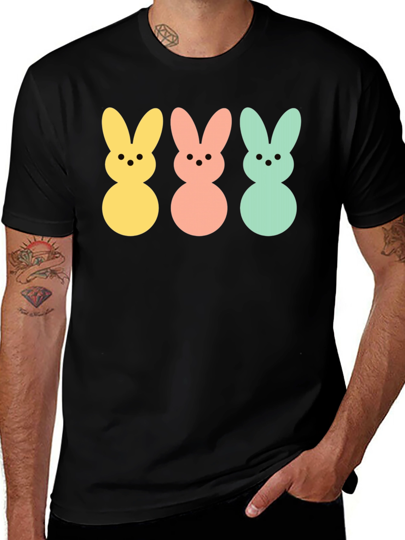 Easter Bunny Peeps Graphic Tee - Black