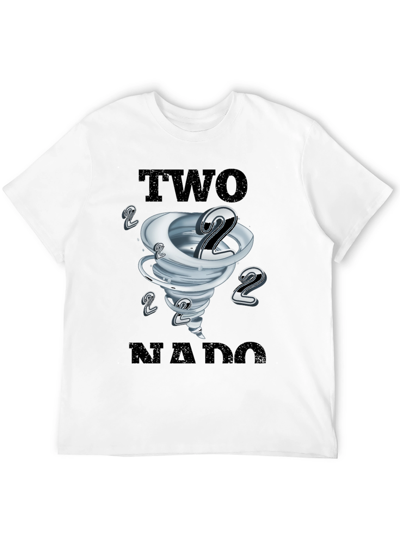 Two-nado Black T-Shirt - Unique Tornado Design