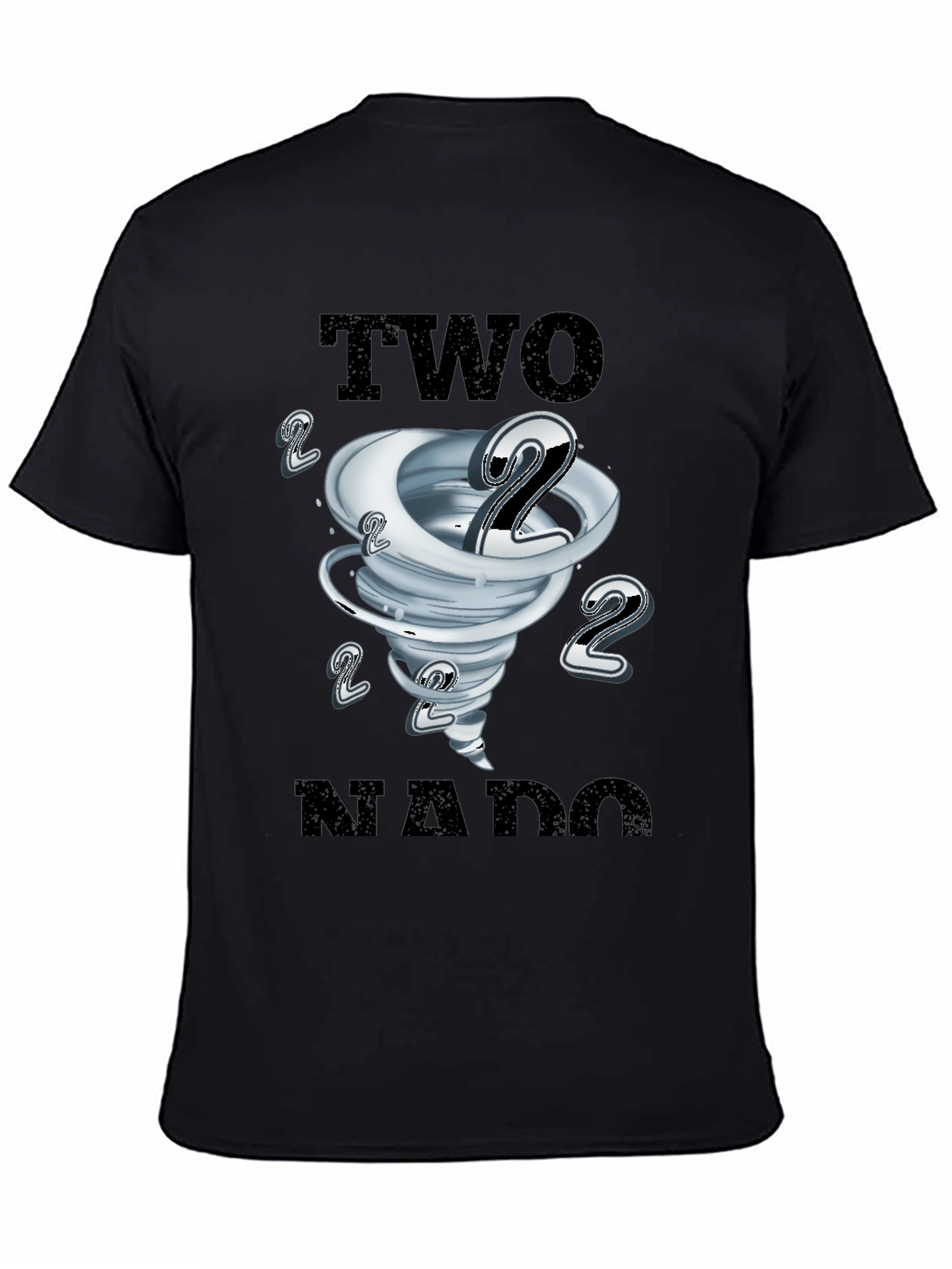 Two-nado Black T-Shirt - Unique Tornado Design
