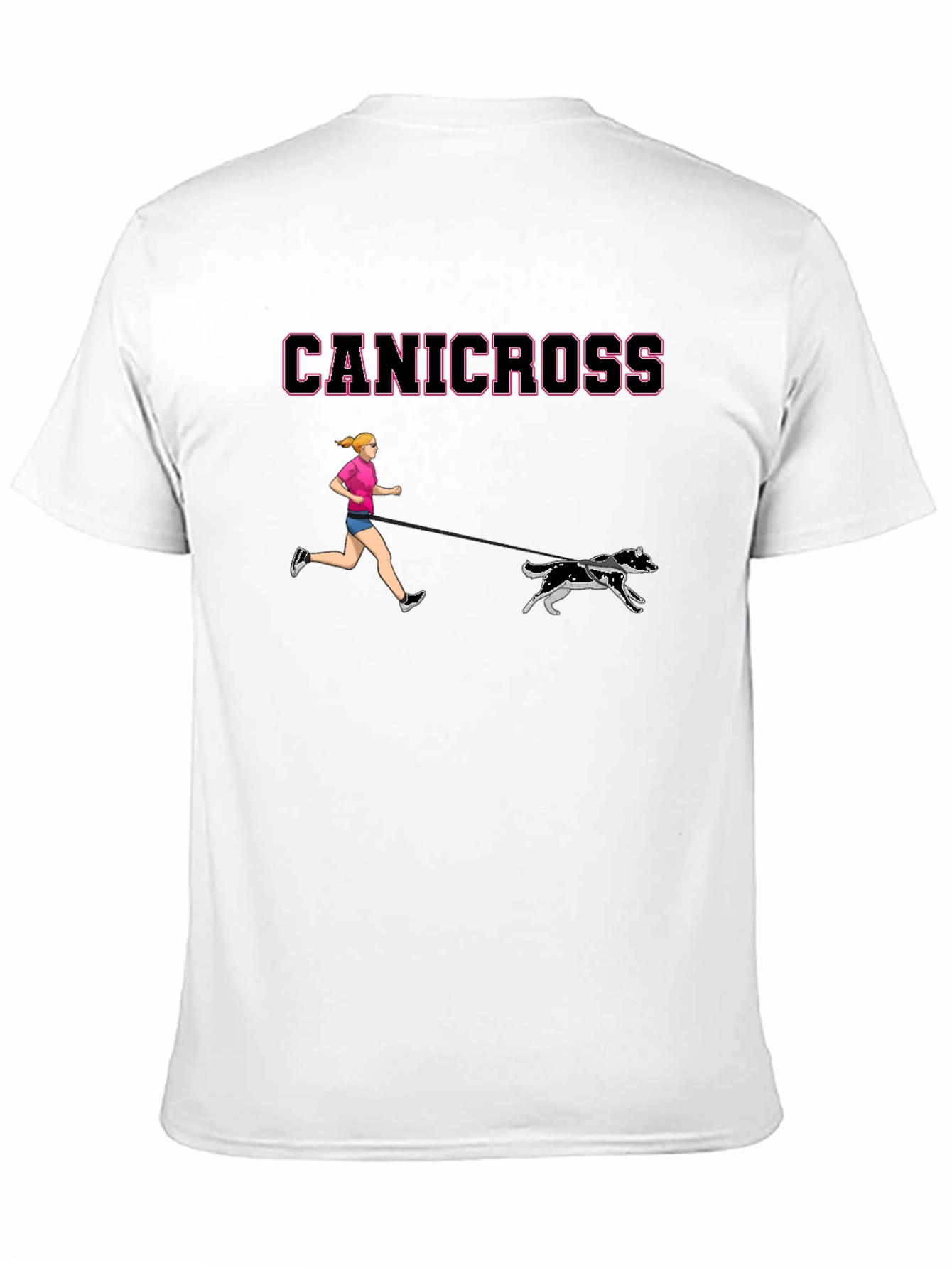 Canicross T-Shirt - Woman & Dogs Running Black Tee