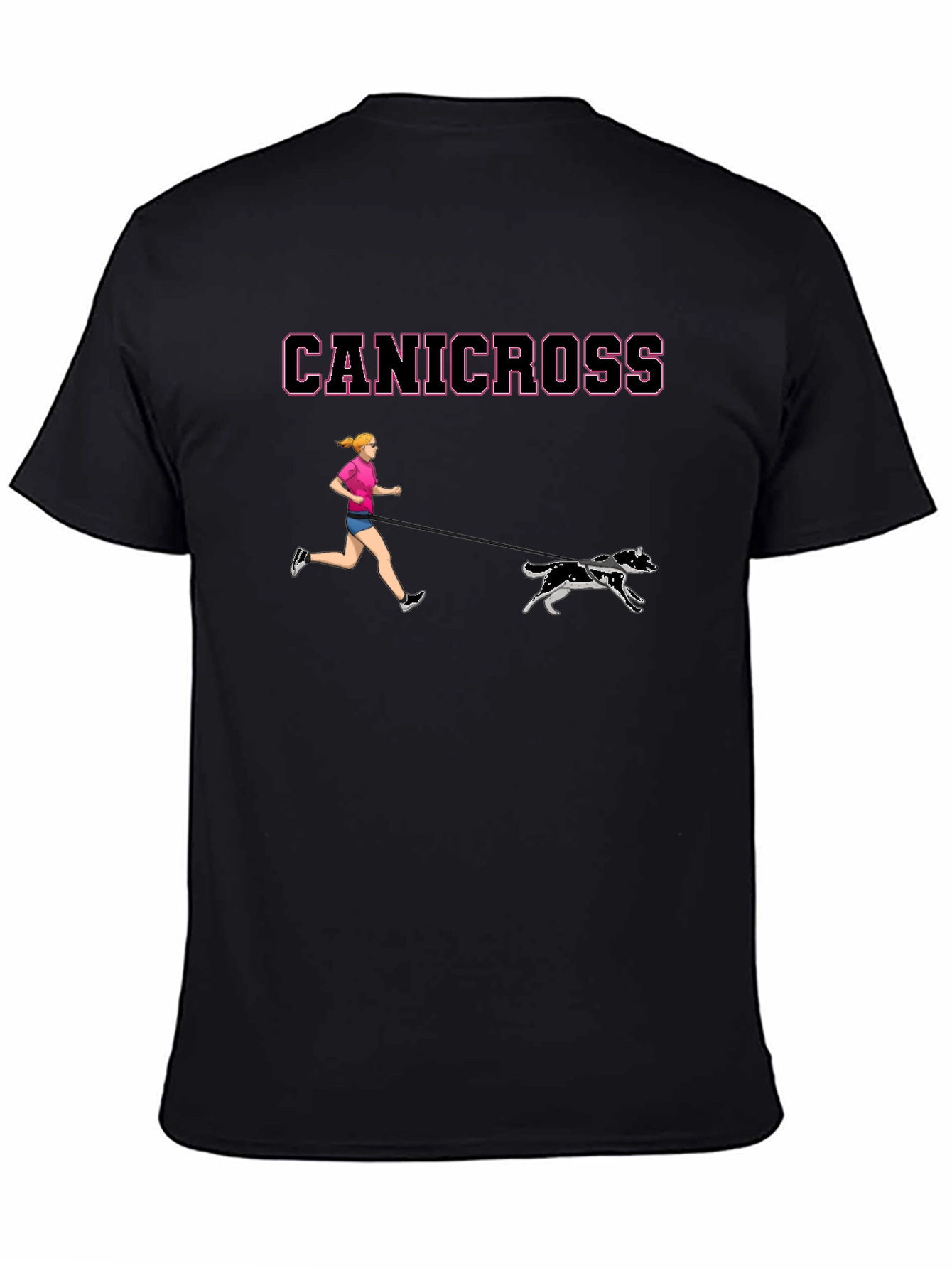 Canicross T-Shirt - Woman & Dogs Running Black Tee