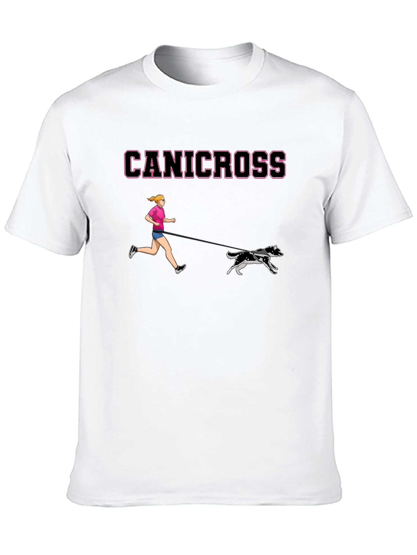 Canicross T-Shirt - Woman & Dogs Running Black Tee