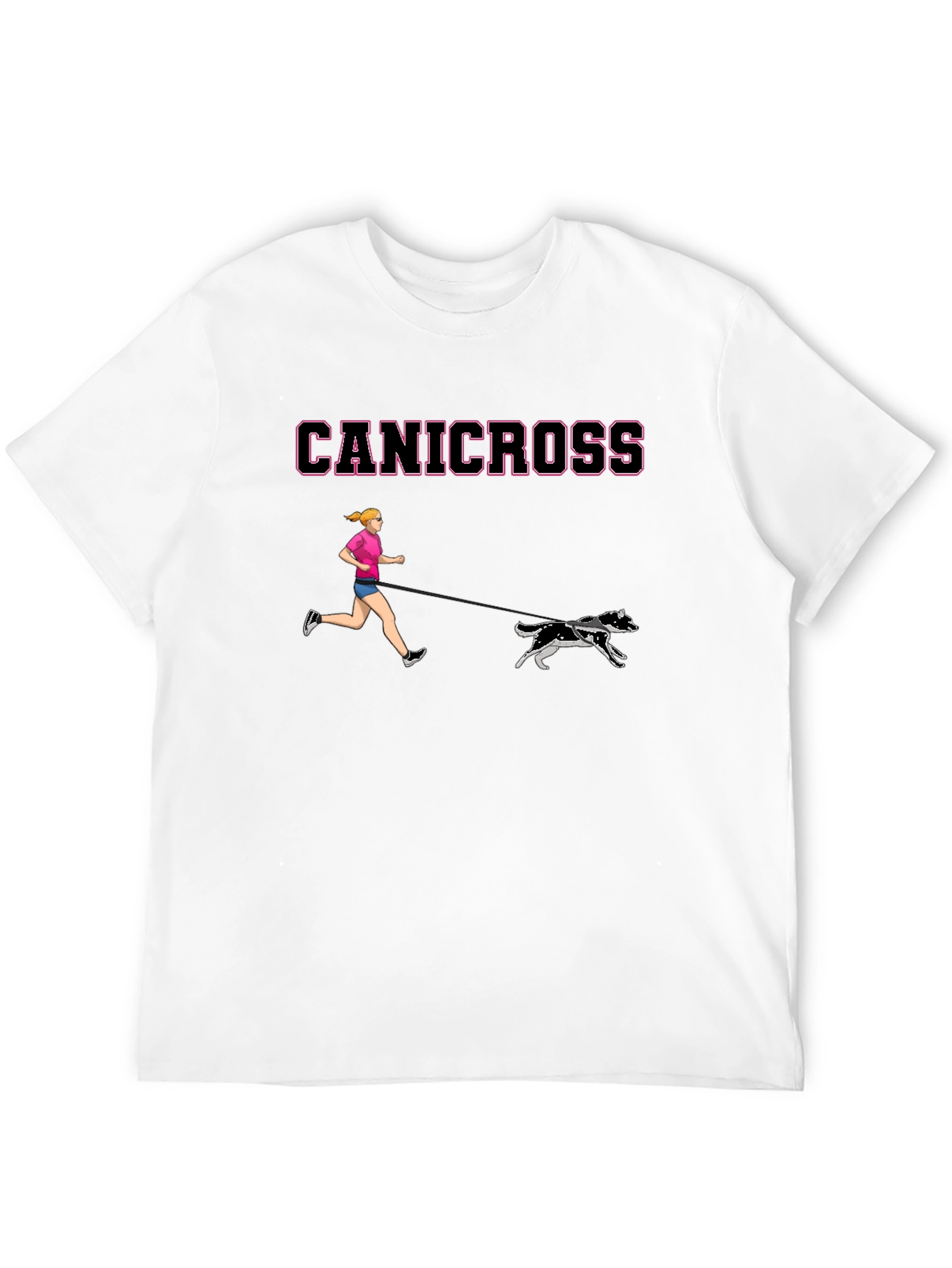 Canicross T-Shirt - Woman & Dogs Running Black Tee