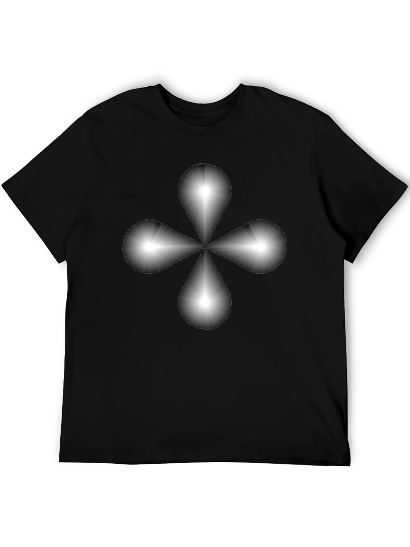Abstract Floral Design Black T-Shirt
