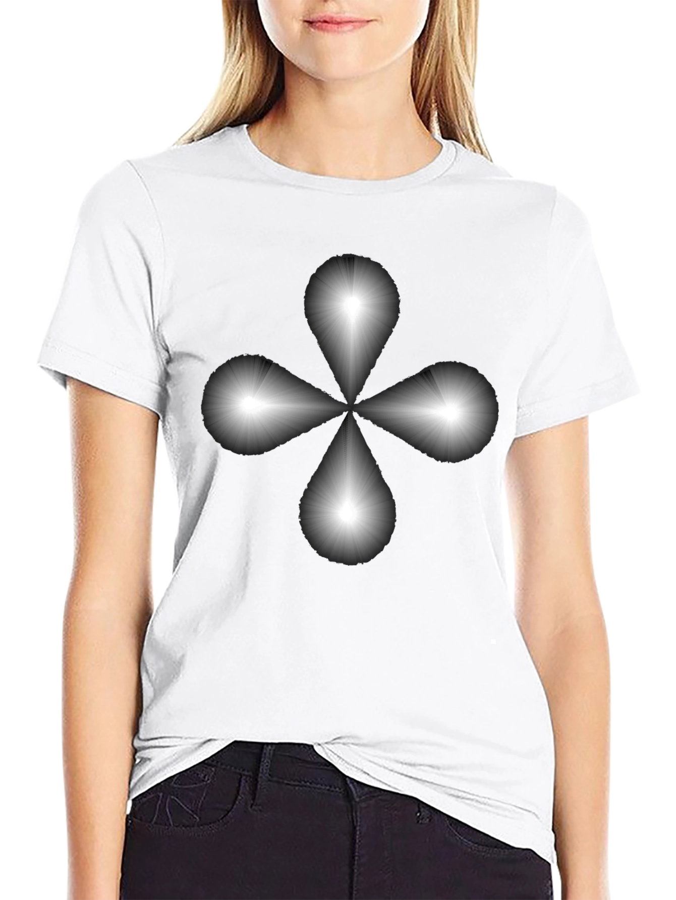 Abstract Floral Design Black T-Shirt
