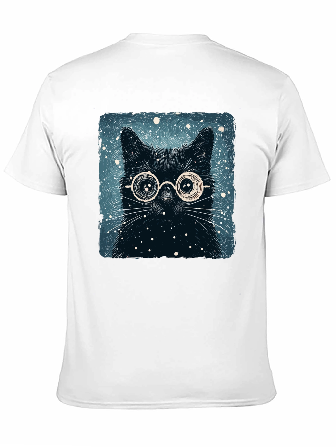 Black Cat with Glasses Graphic Tee