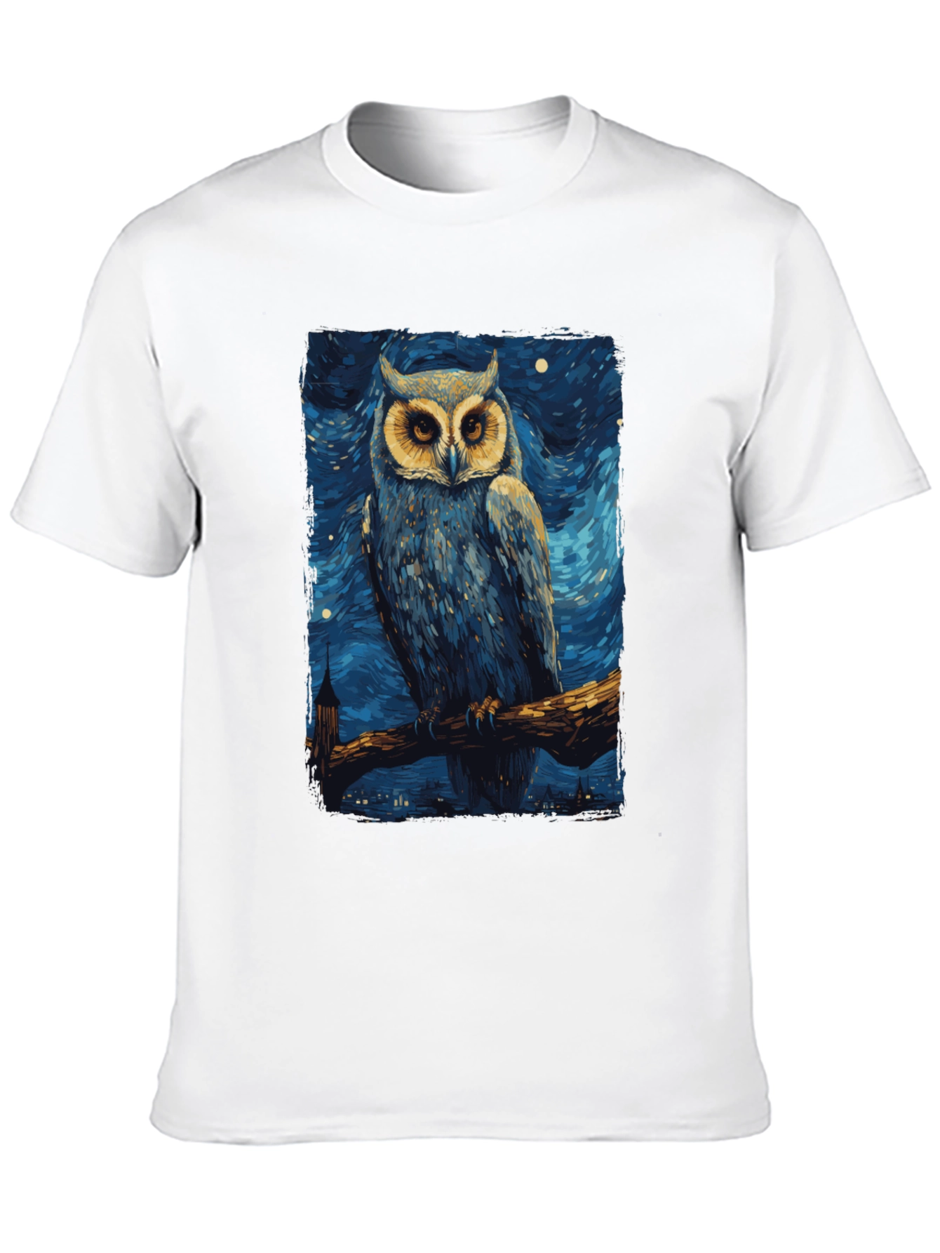 Starry Night Owl T-Shirt - Unique Art Tee