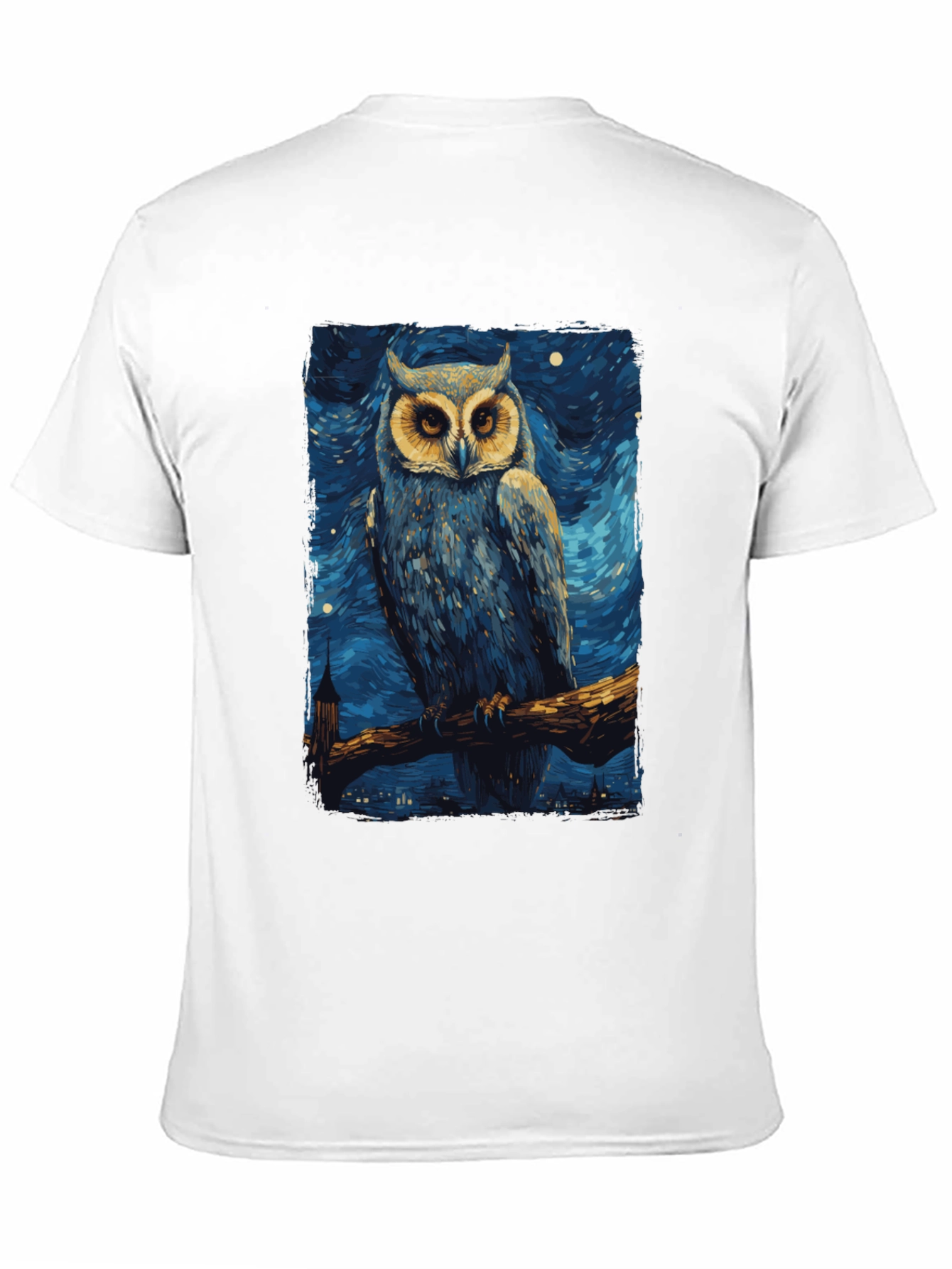 Starry Night Owl T-Shirt - Unique Art Tee