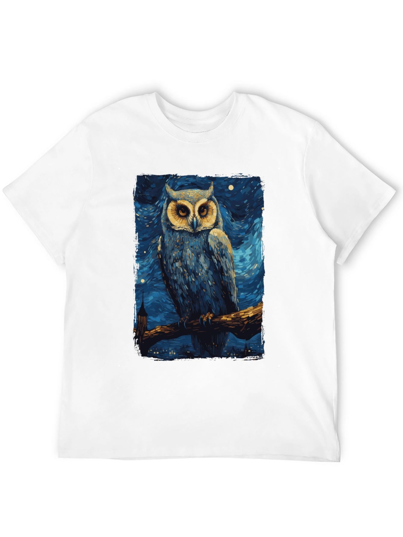 Starry Night Owl T-Shirt - Unique Art Tee