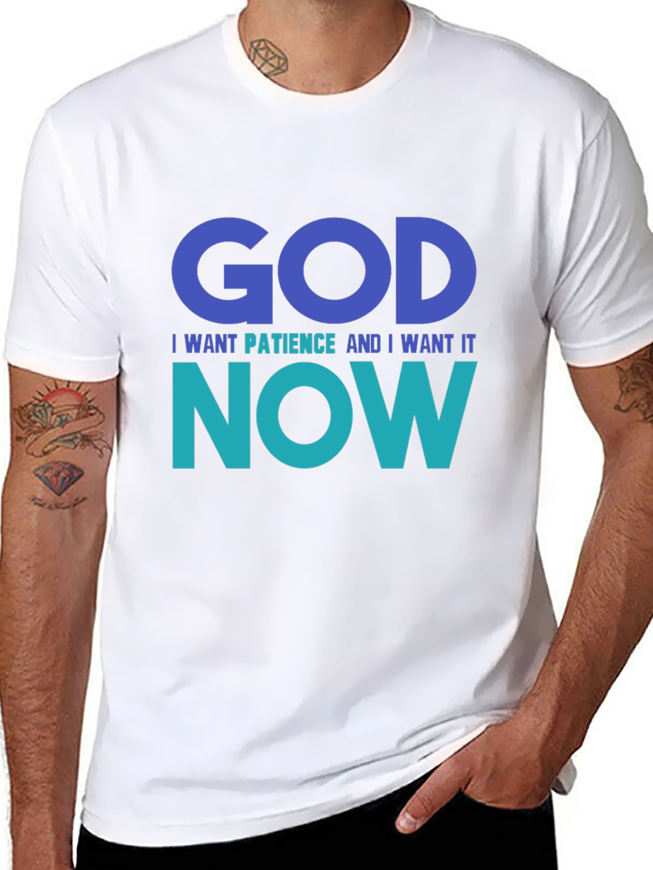 God I Want Patience Tee - Funny Graphic T-Shirt