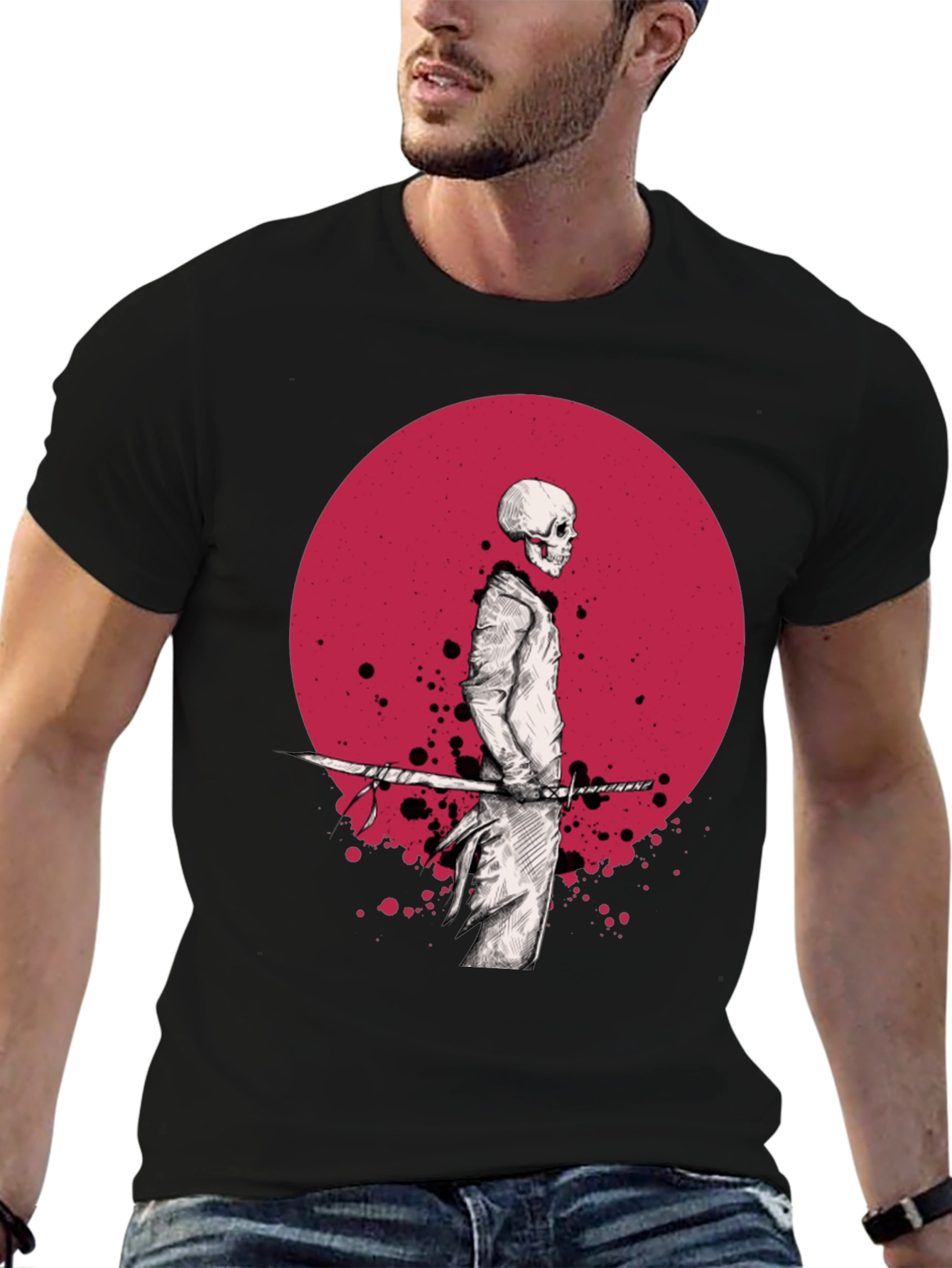 Samurai Skeleton T-Shirt - Black Graphic Tee