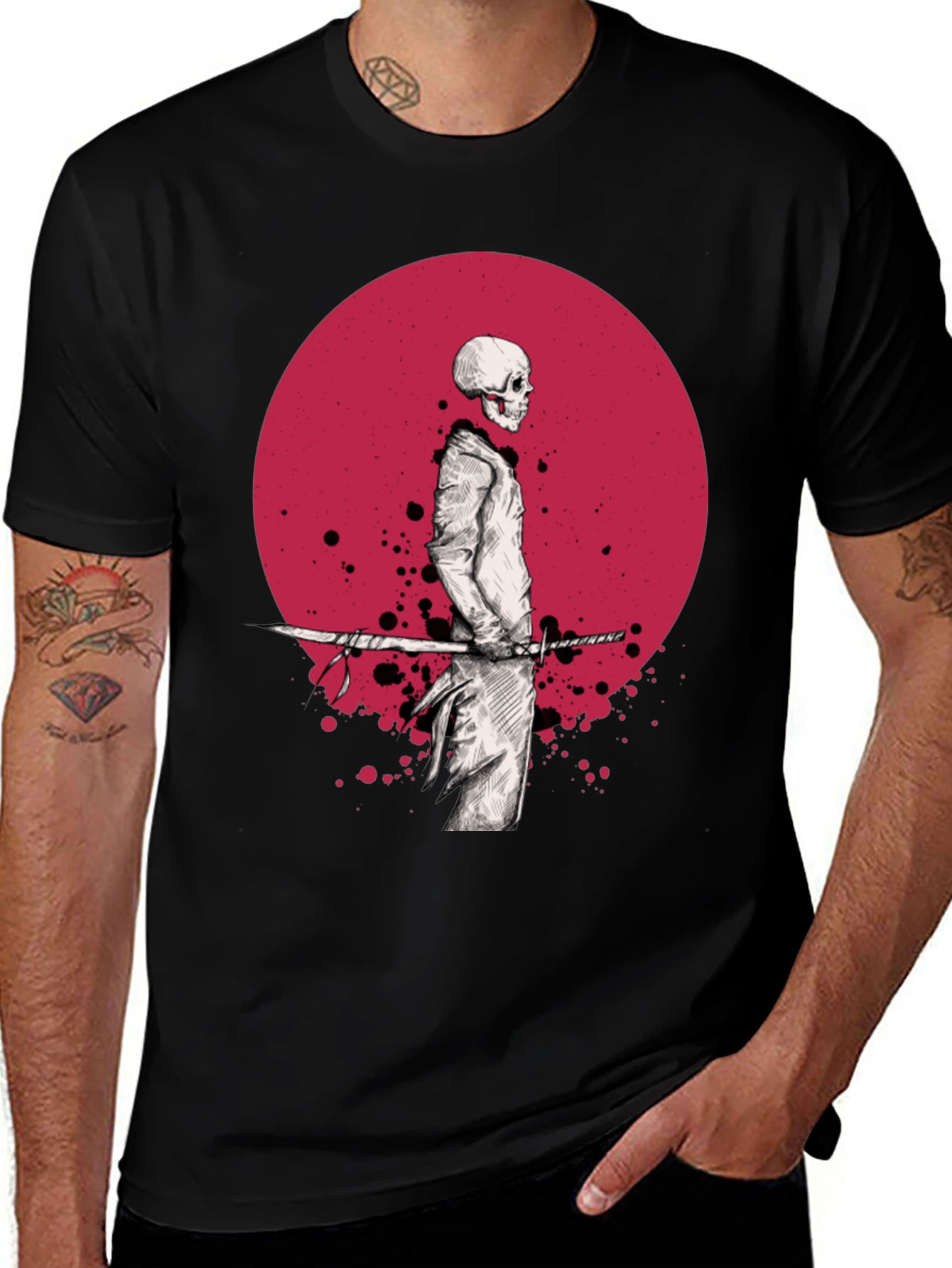 Samurai Skeleton T-Shirt - Black Graphic Tee