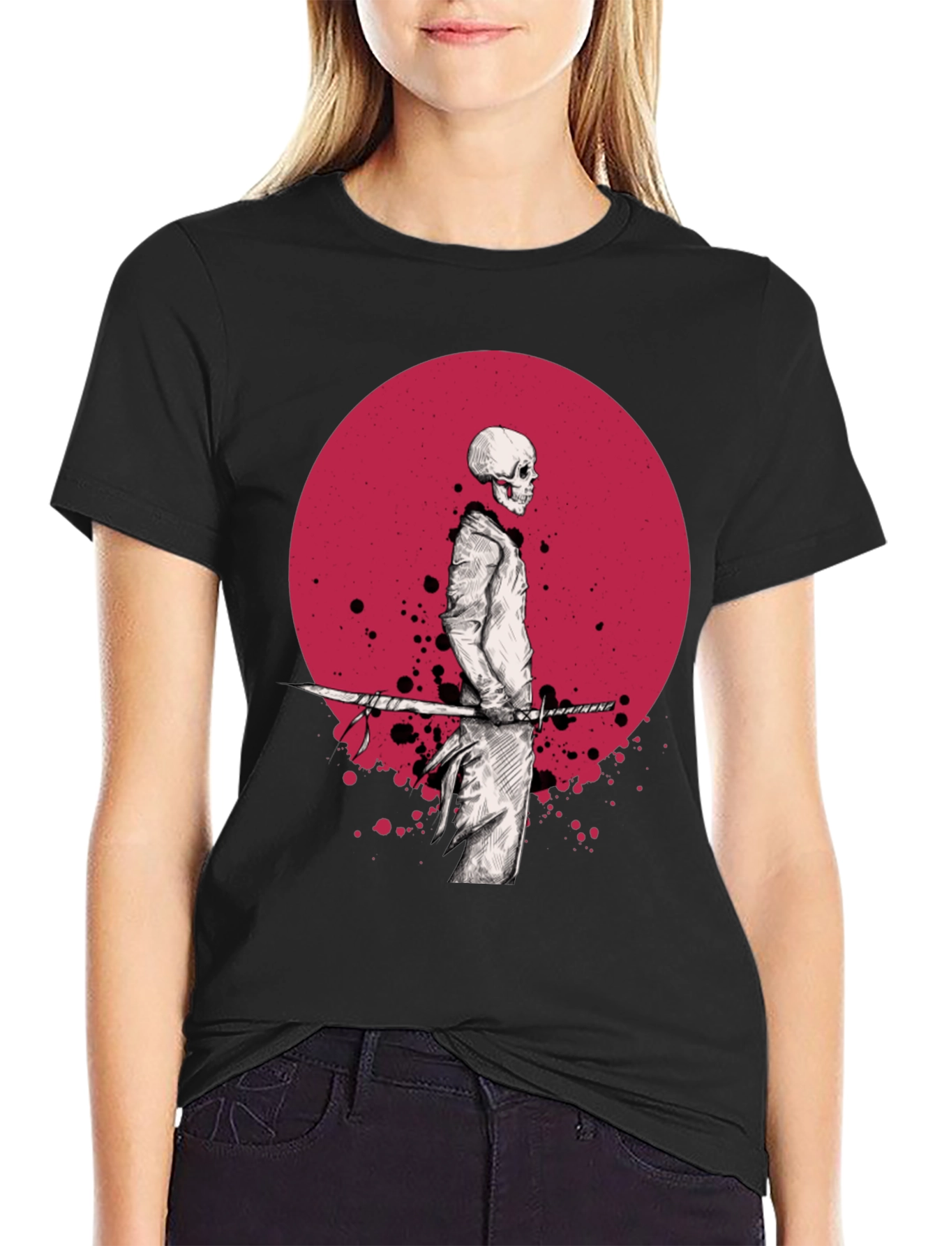 Samurai Skeleton T-Shirt - Black Graphic Tee