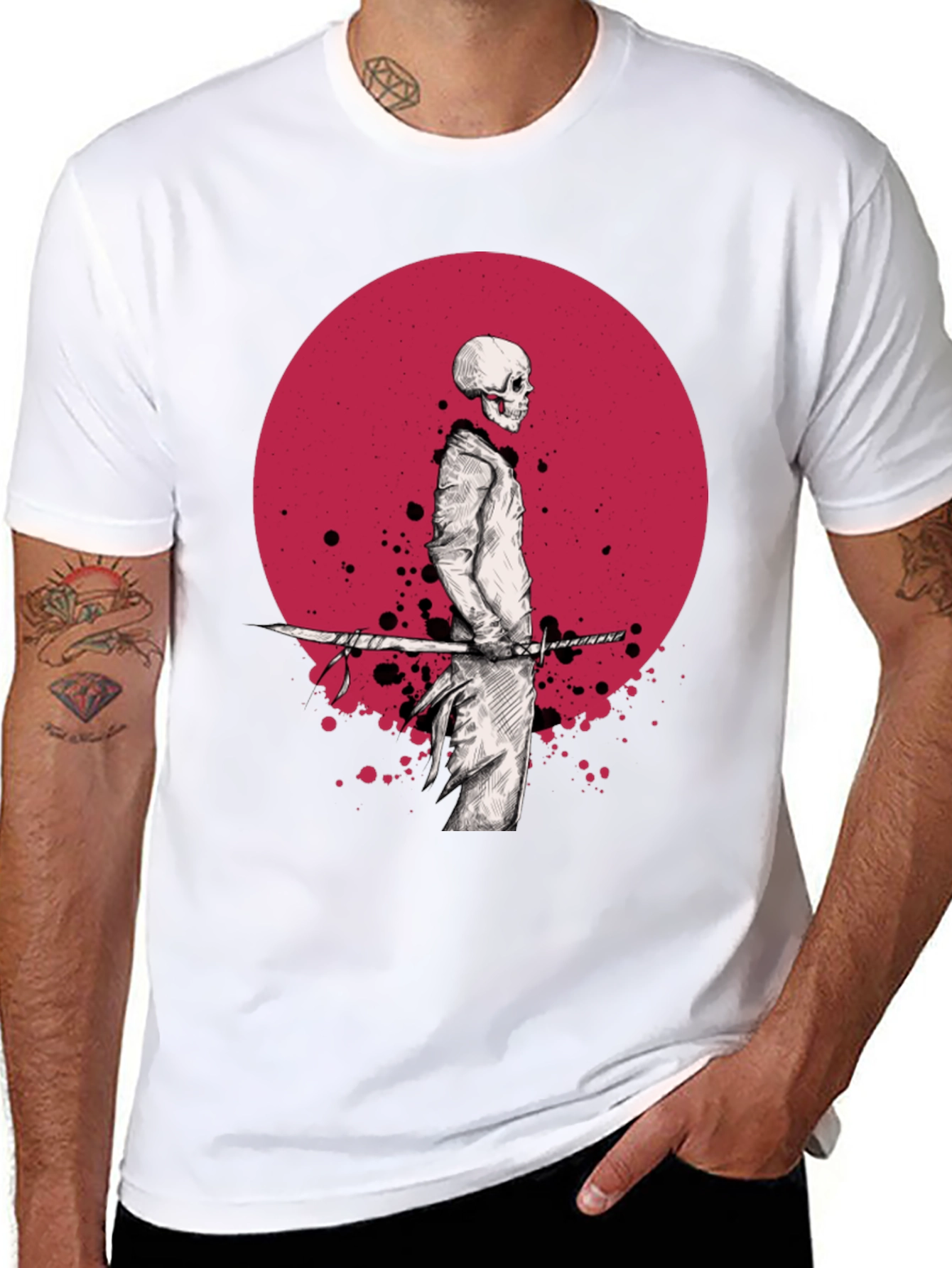 Samurai Skeleton T-Shirt - Black Graphic Tee