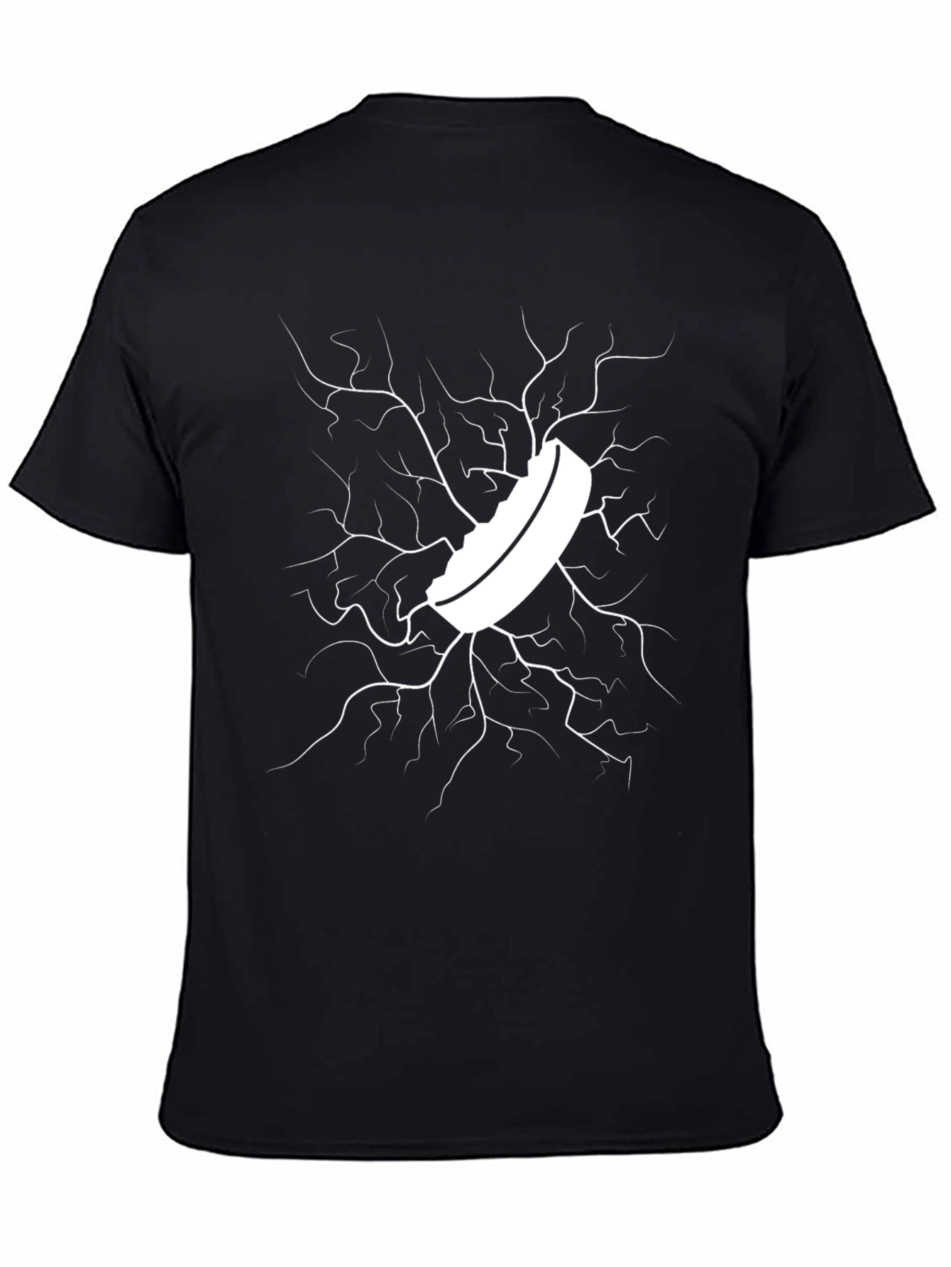 Cracked Ice Hockey Puck Graphic Tee - Black