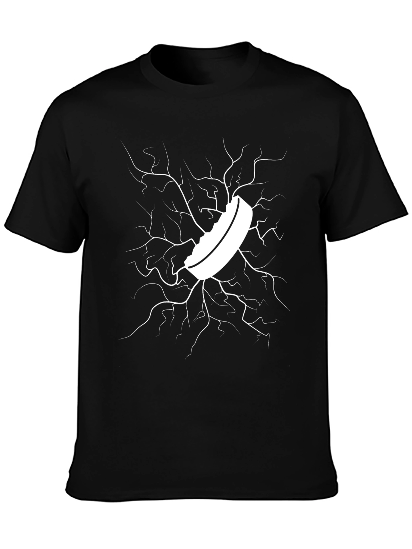 Cracked Ice Hockey Puck Graphic Tee - Black