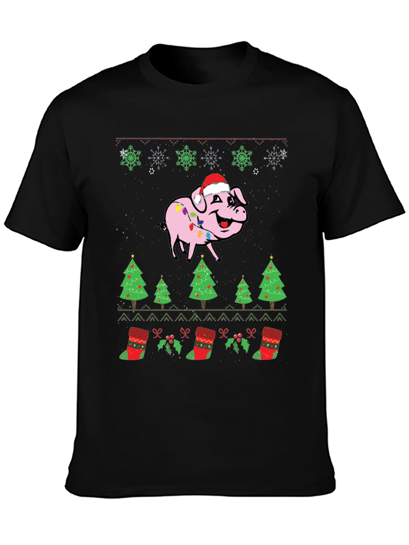 Festive Pig Christmas Graphic Tee