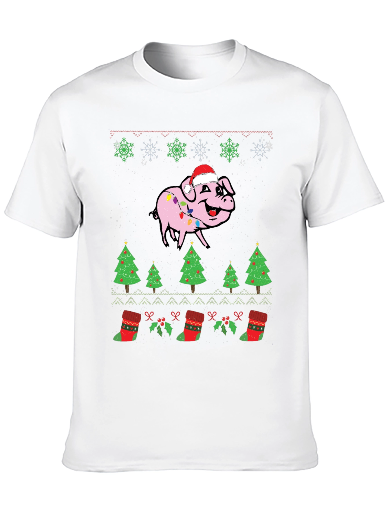 Festive Pig Christmas Graphic Tee