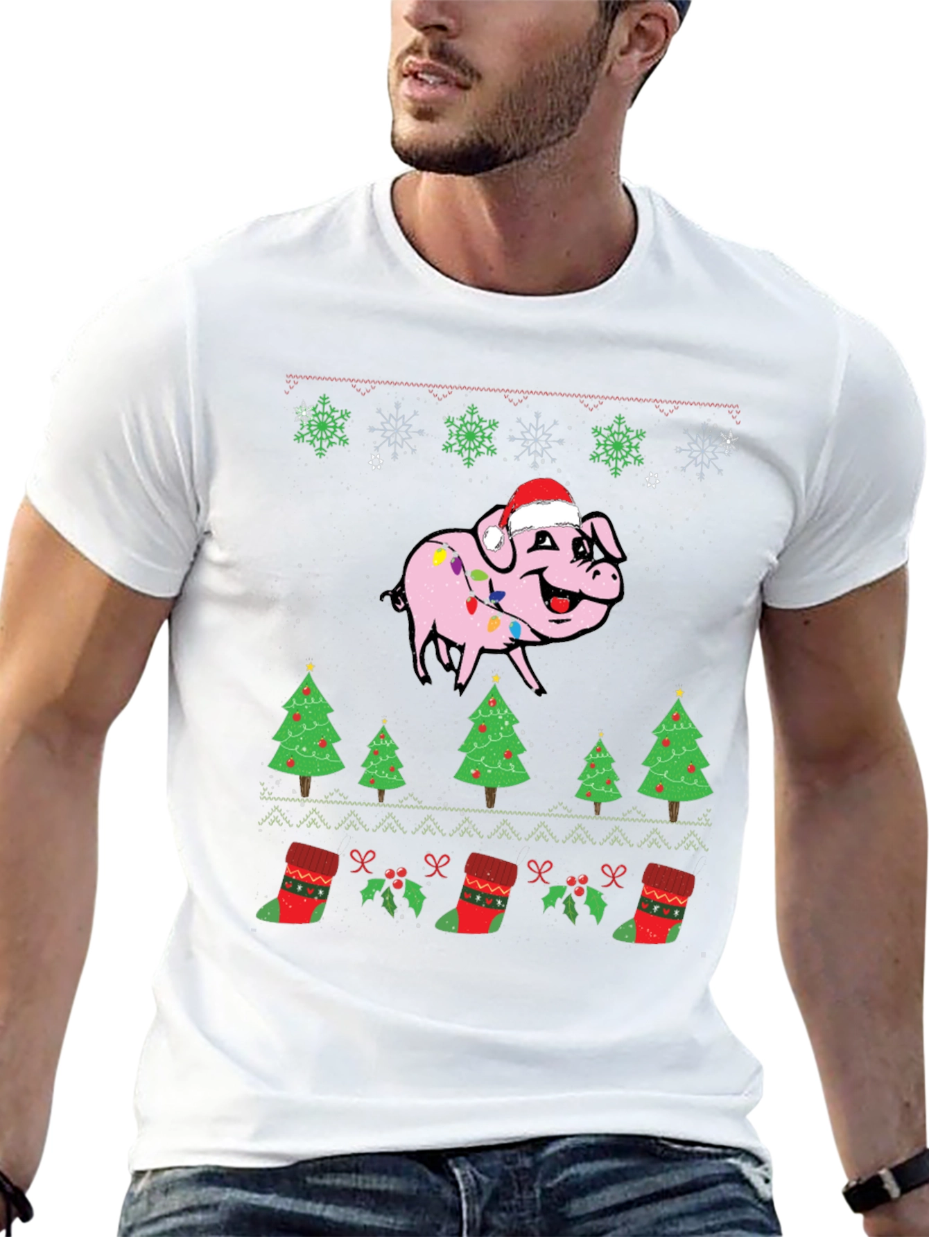 Festive Pig Christmas Graphic Tee