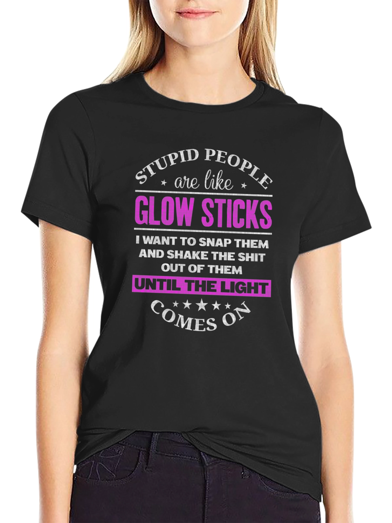 Stupid People Glow Sticks T-Shirt Funny Novelty Tee