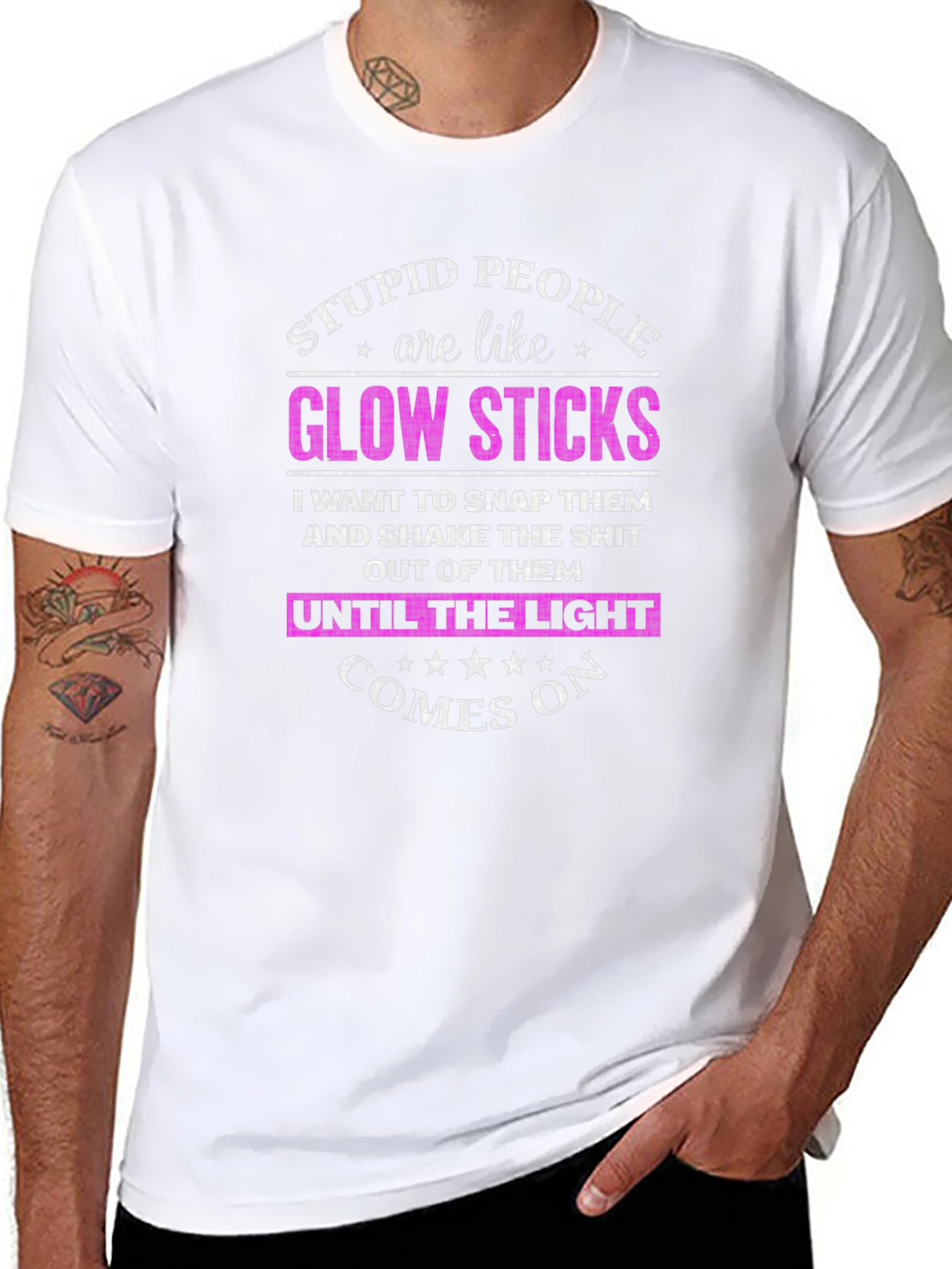 Stupid People Glow Sticks T-Shirt Funny Novelty Tee
