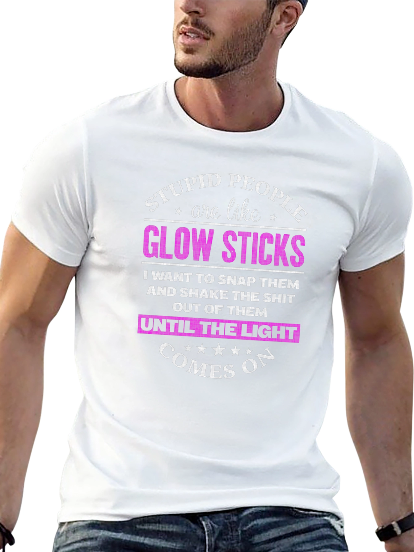 Stupid People Glow Sticks T-Shirt Funny Novelty Tee