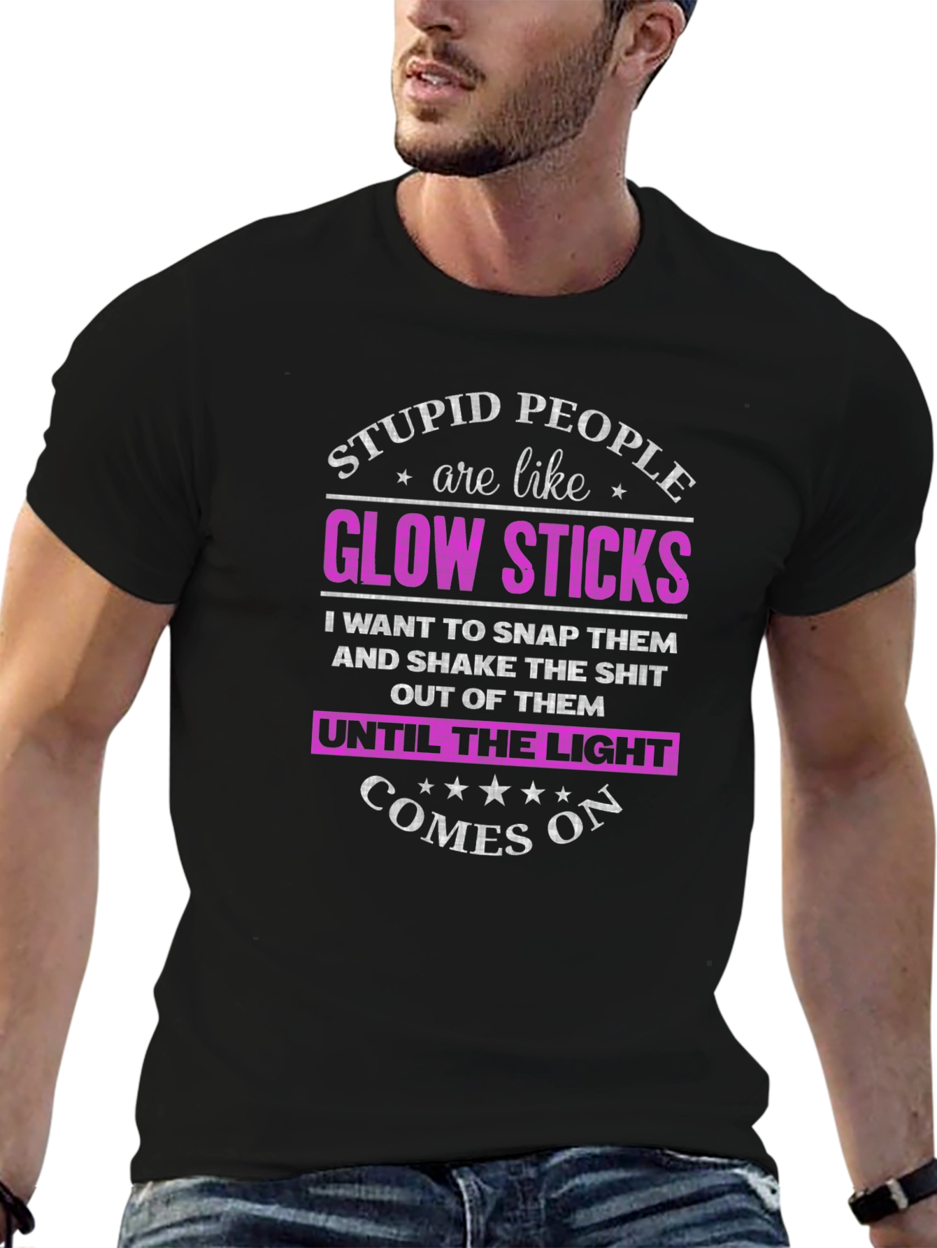 Stupid People Glow Sticks T-Shirt Funny Novelty Tee