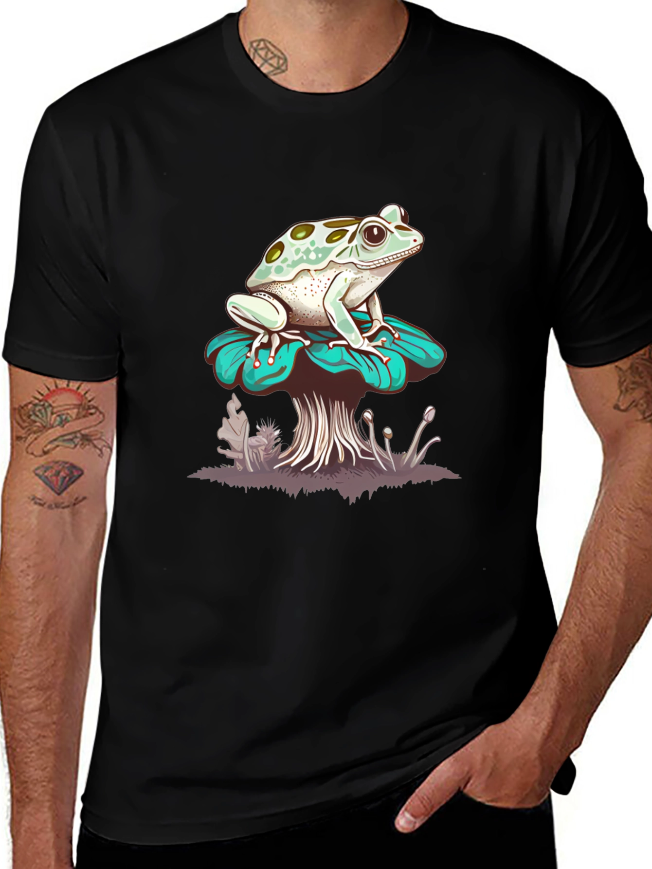 Frog on Mushroom Graphic Tee