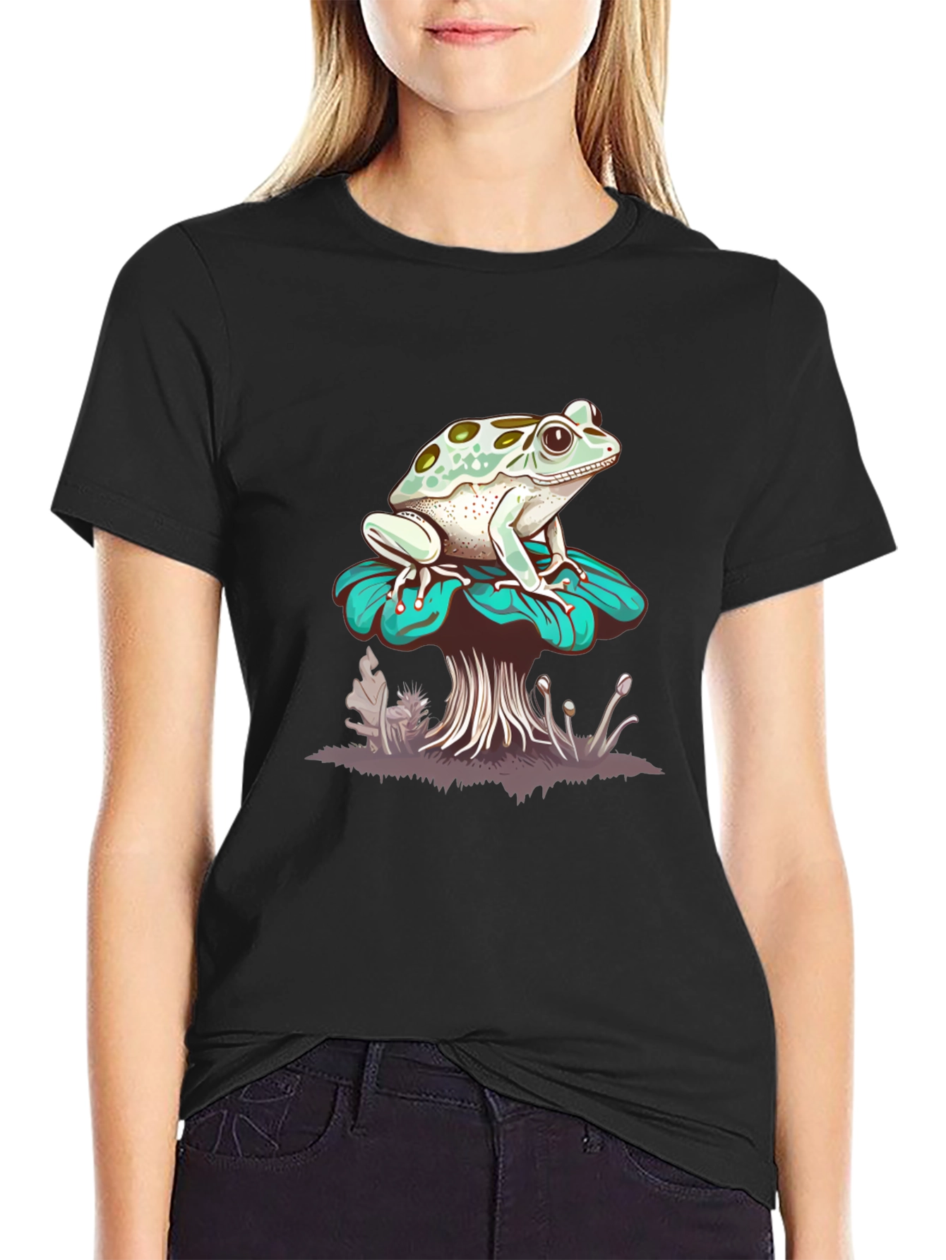 Frog on Mushroom Graphic Tee