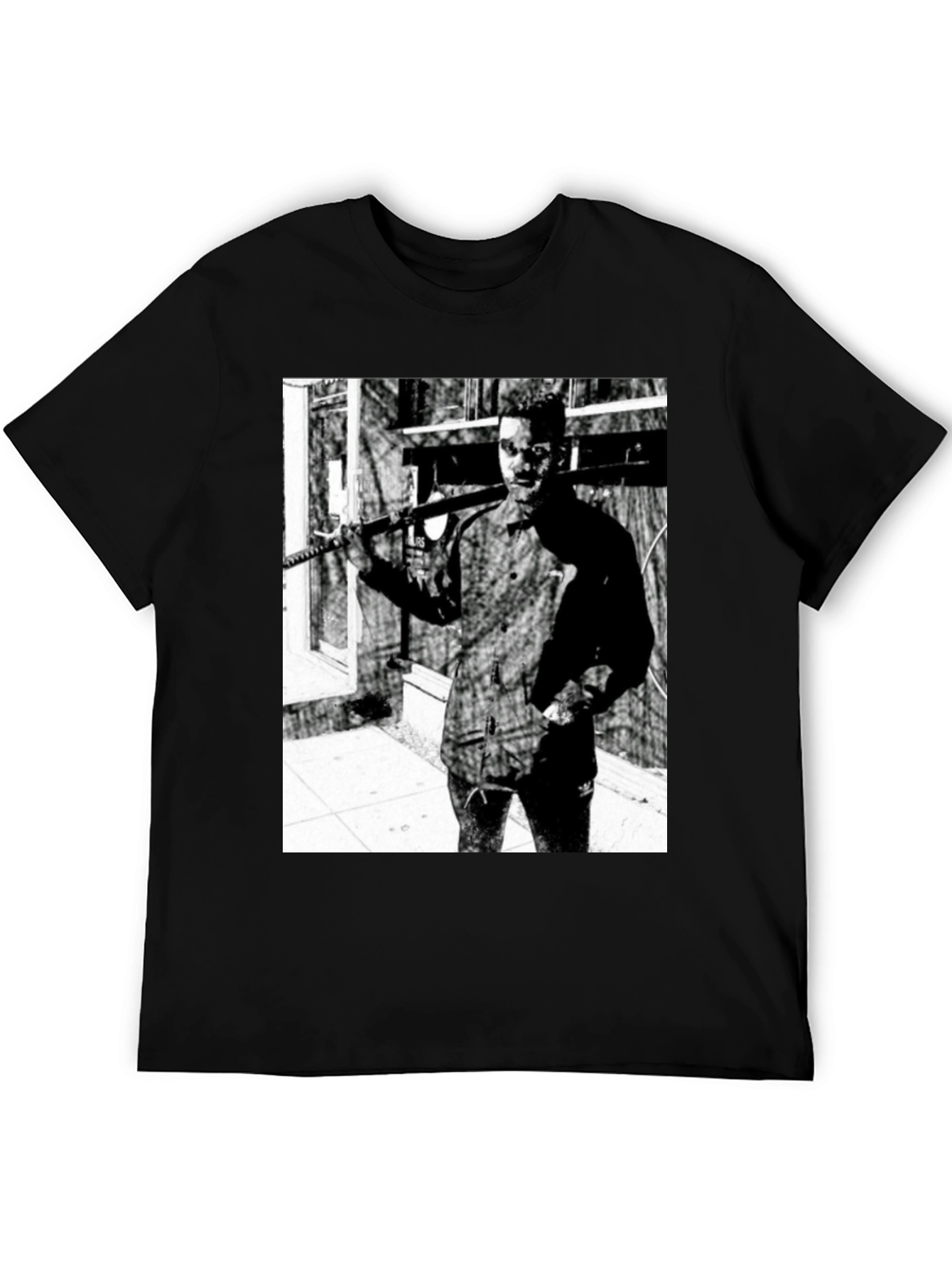 Black T-Shirt with Striking Graphic Print