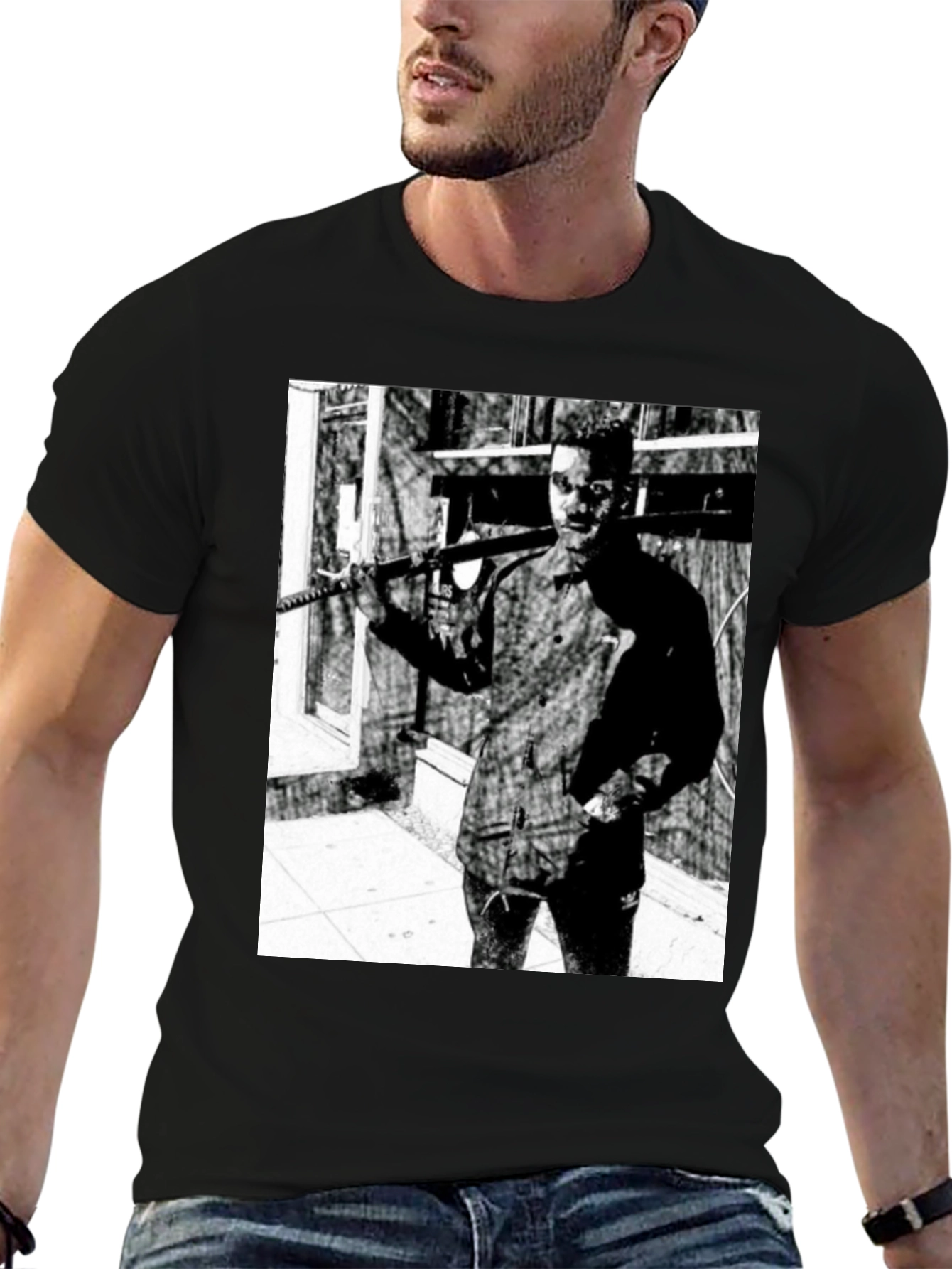 Black T-Shirt with Striking Graphic Print