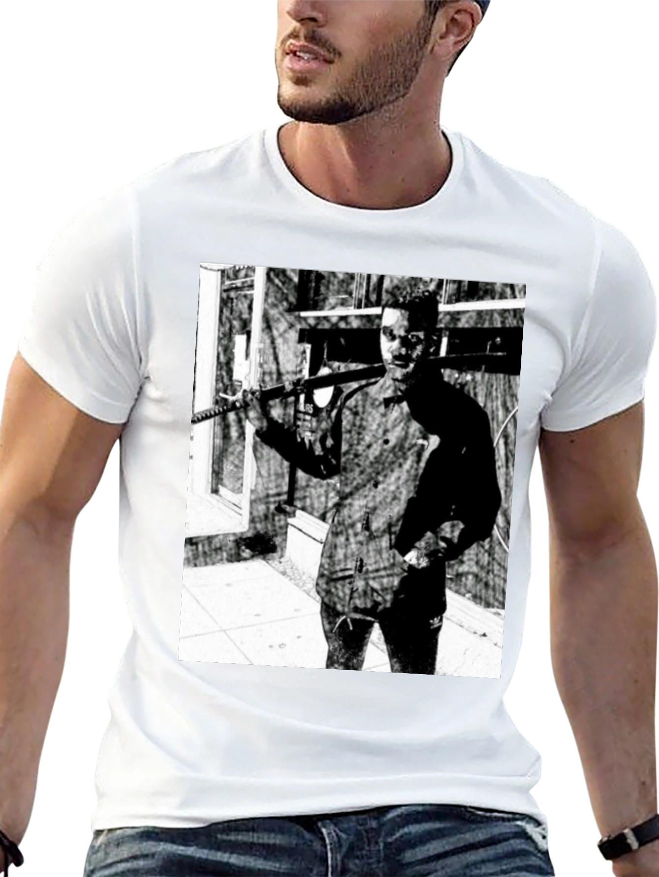 Black T-Shirt with Striking Graphic Print