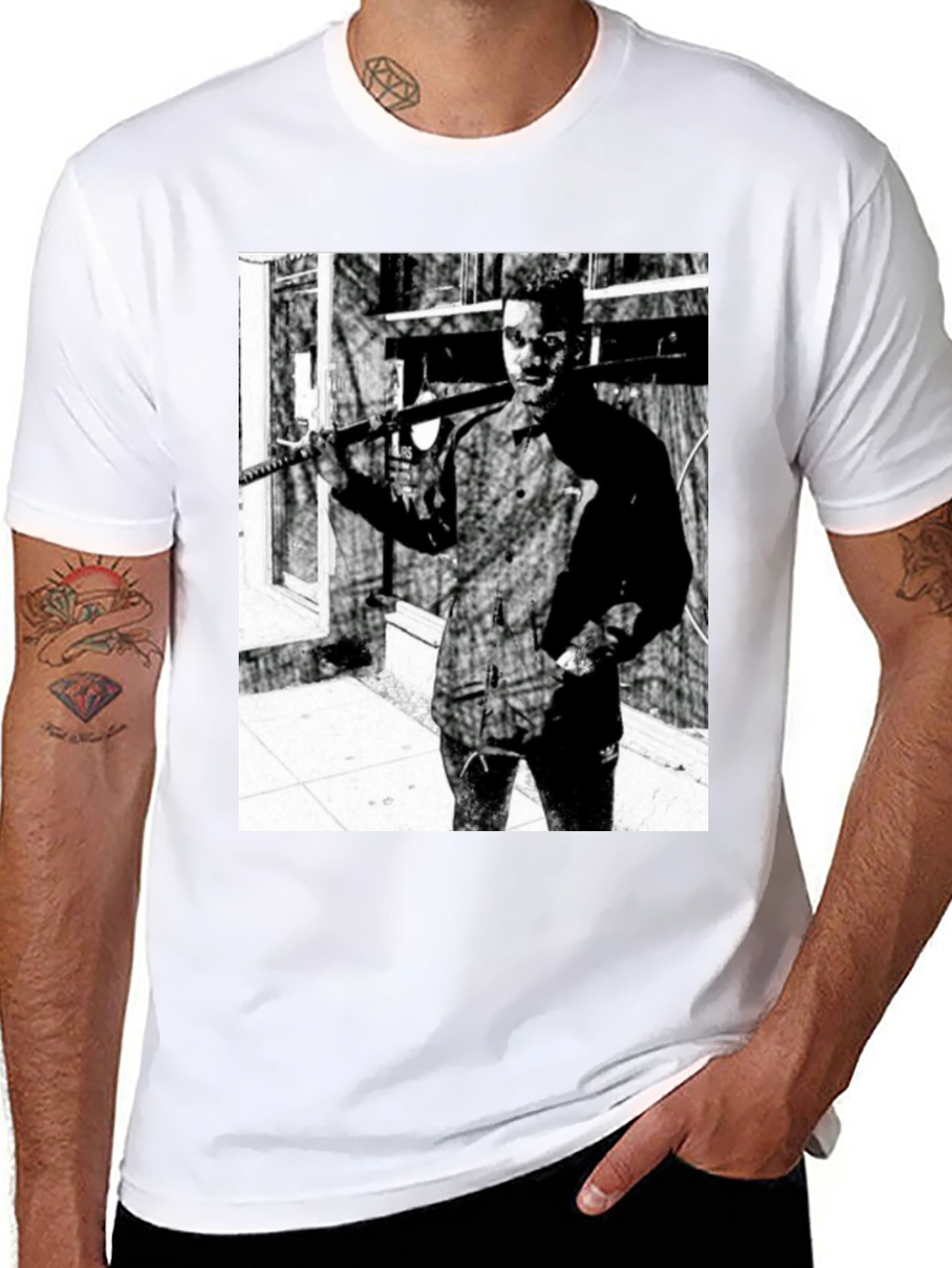 Black T-Shirt with Striking Graphic Print