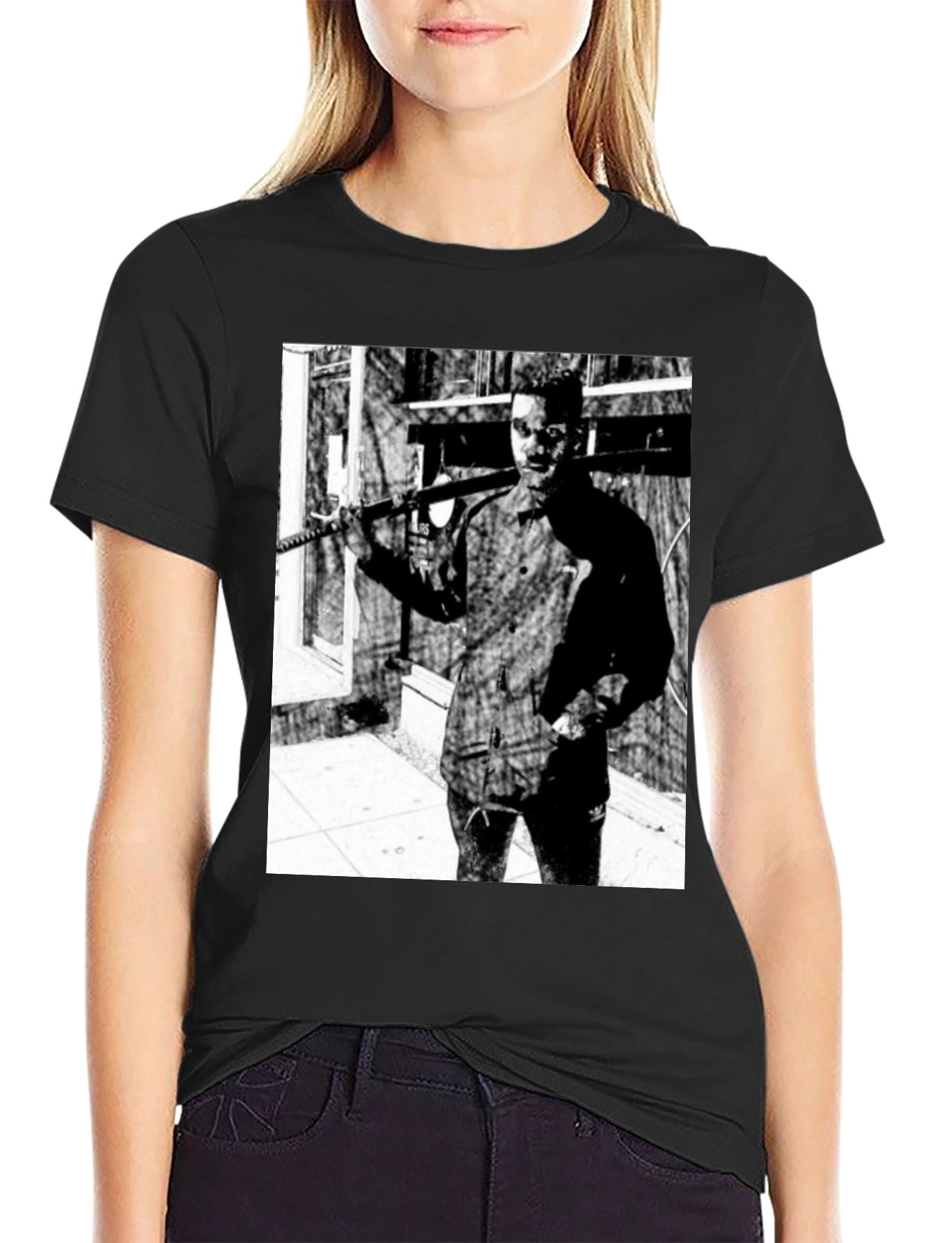Black T-Shirt with Striking Graphic Print