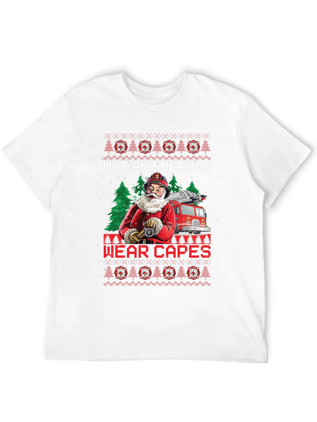 Firefighter Santa Ugly Christmas T-Shirt