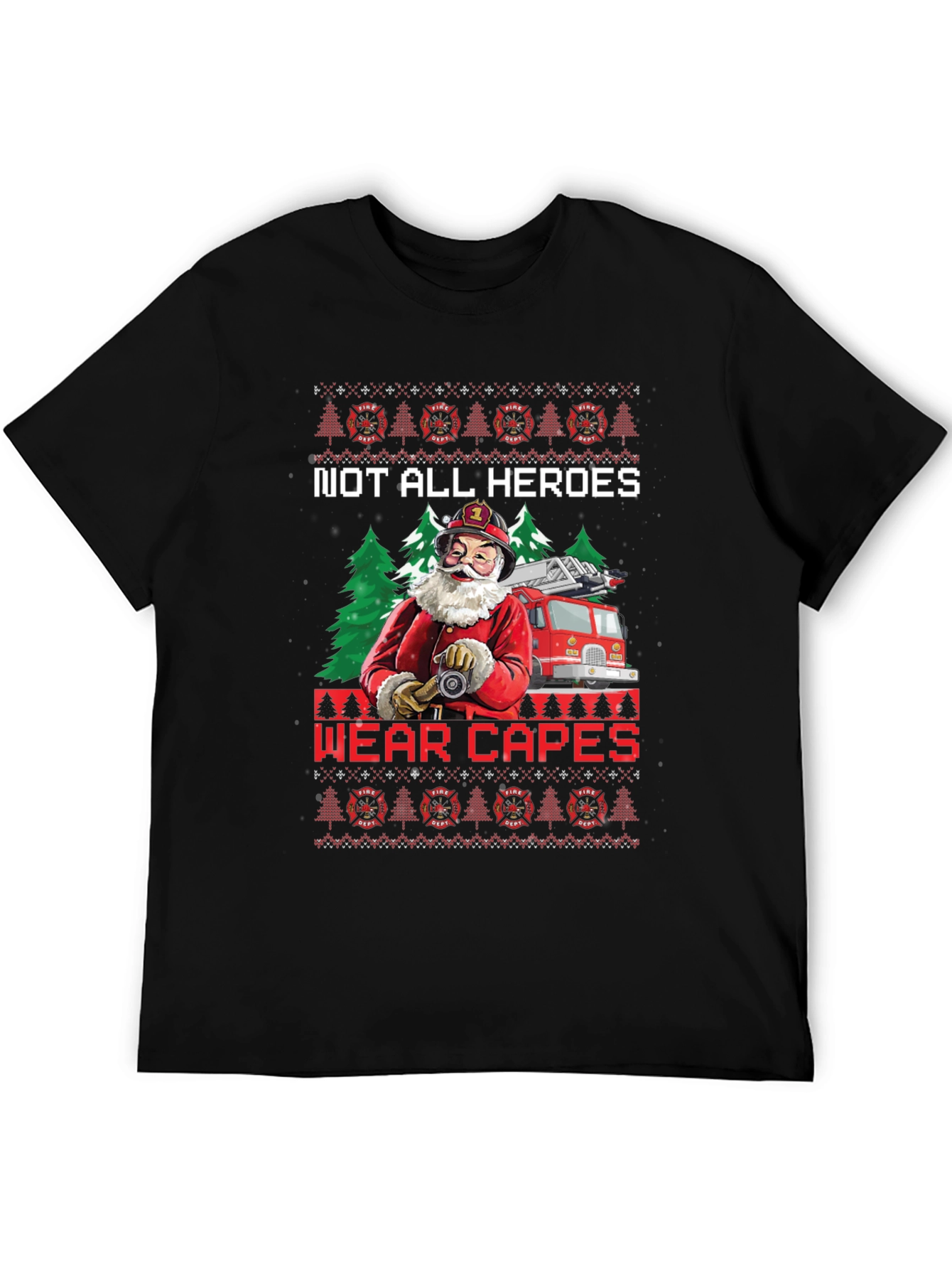 Firefighter Santa Ugly Christmas T-Shirt