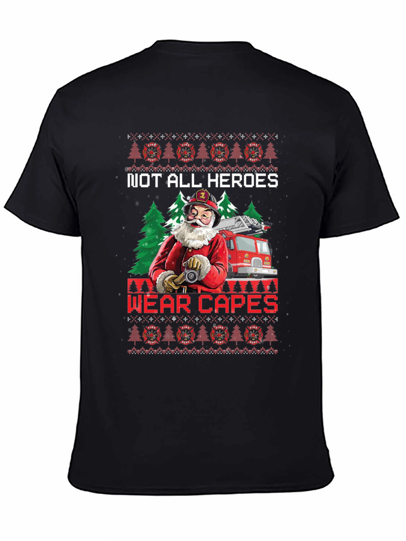 Firefighter Santa Ugly Christmas T-Shirt